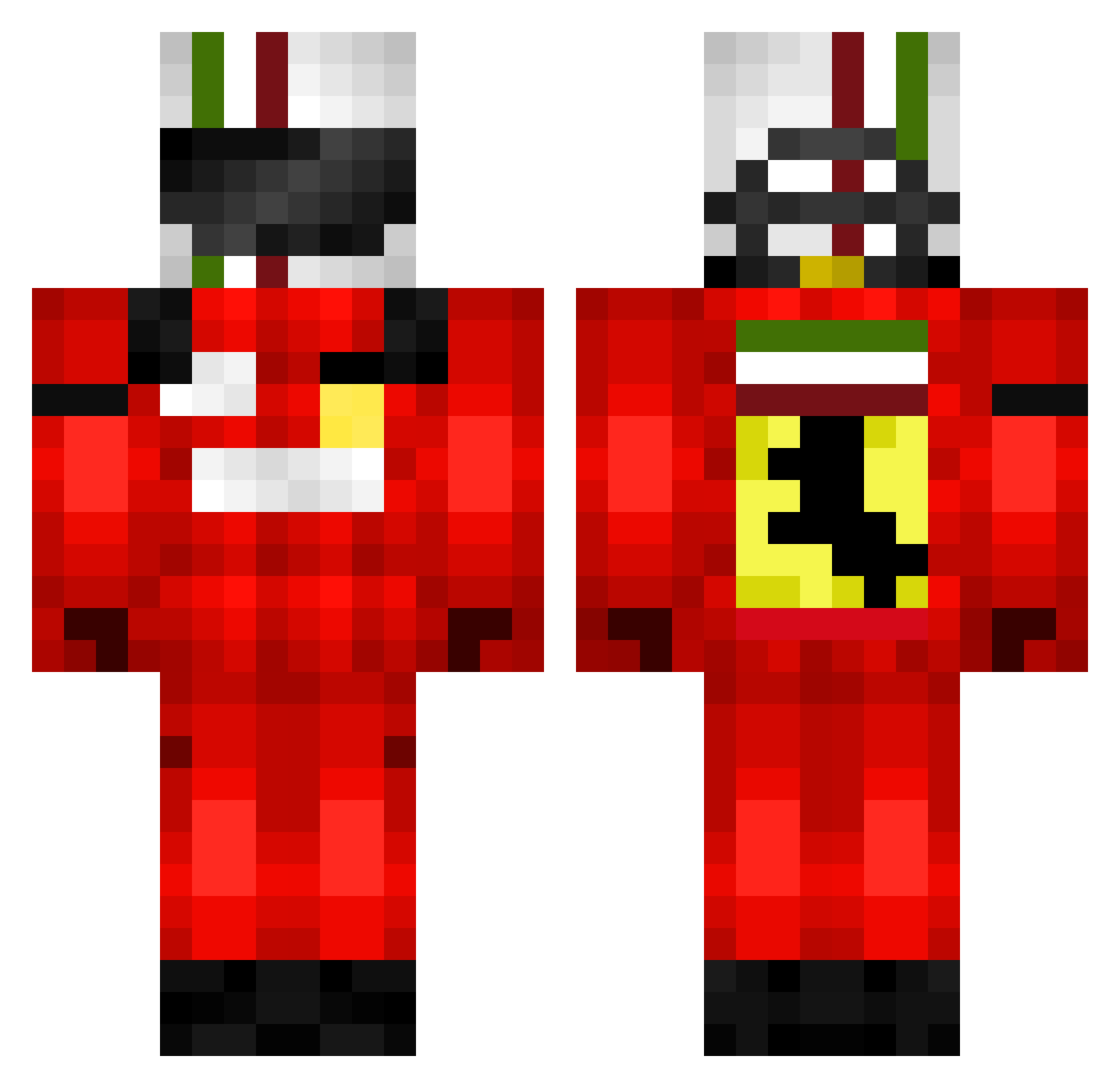 Drivedavee Minecraft skin, front and back view