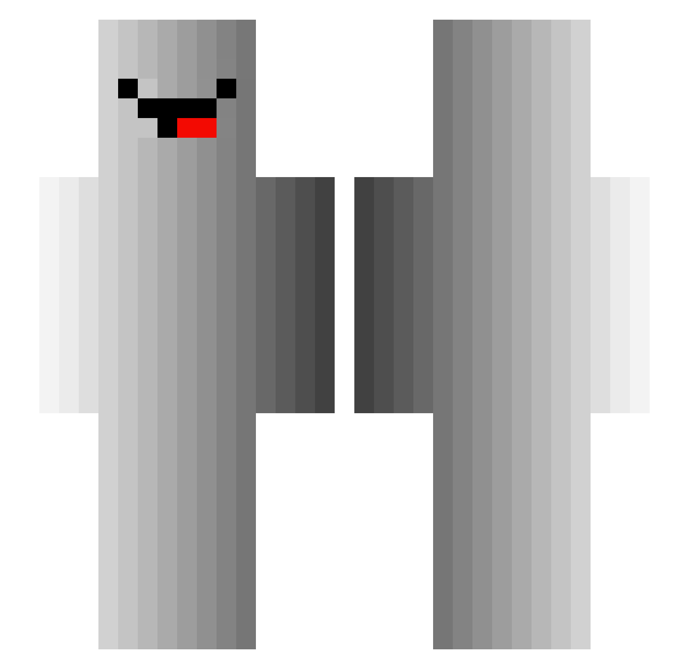 weirdy Minecraft skin, front and back view