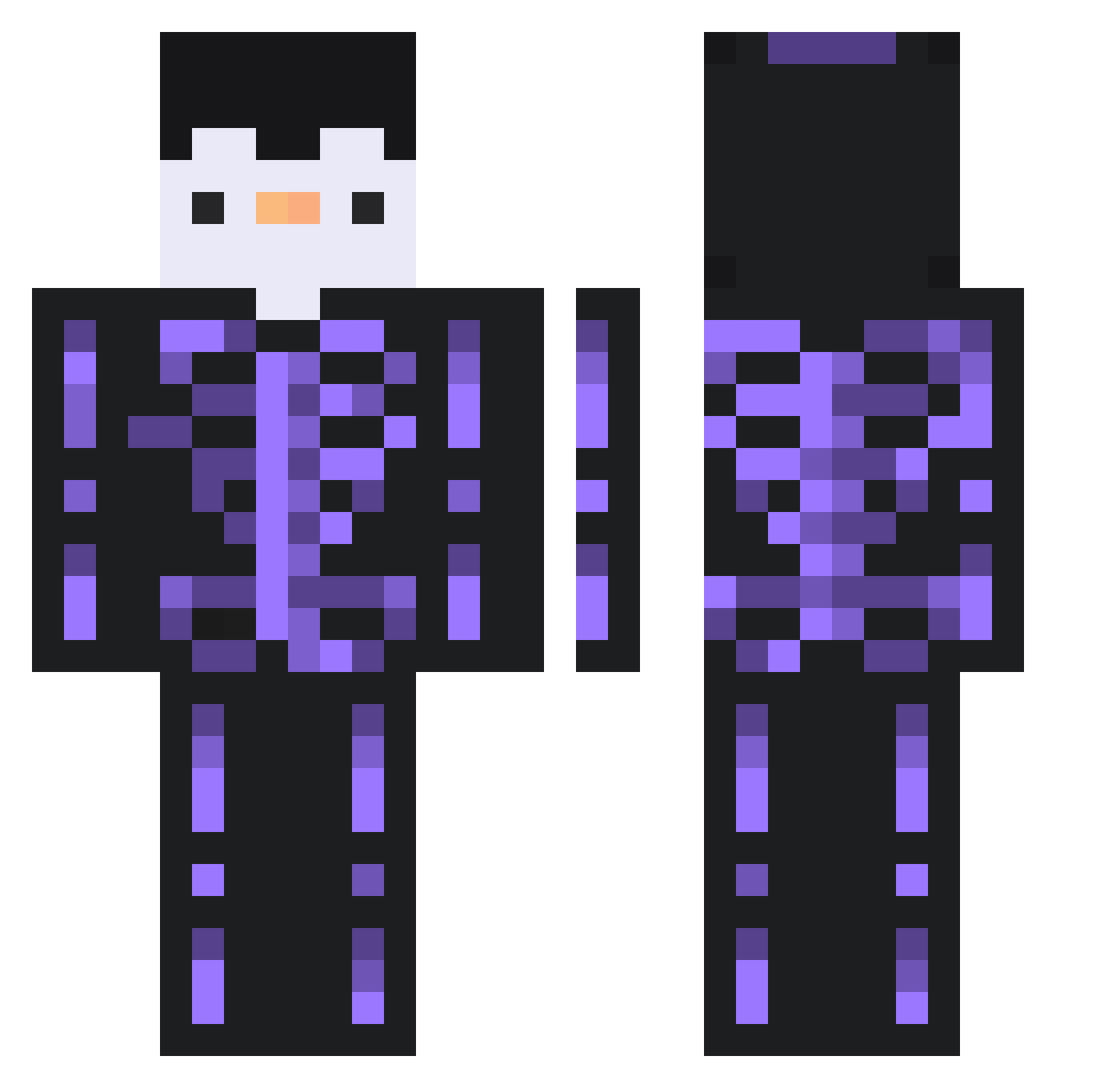 justybusty13 Minecraft skin, front and back view