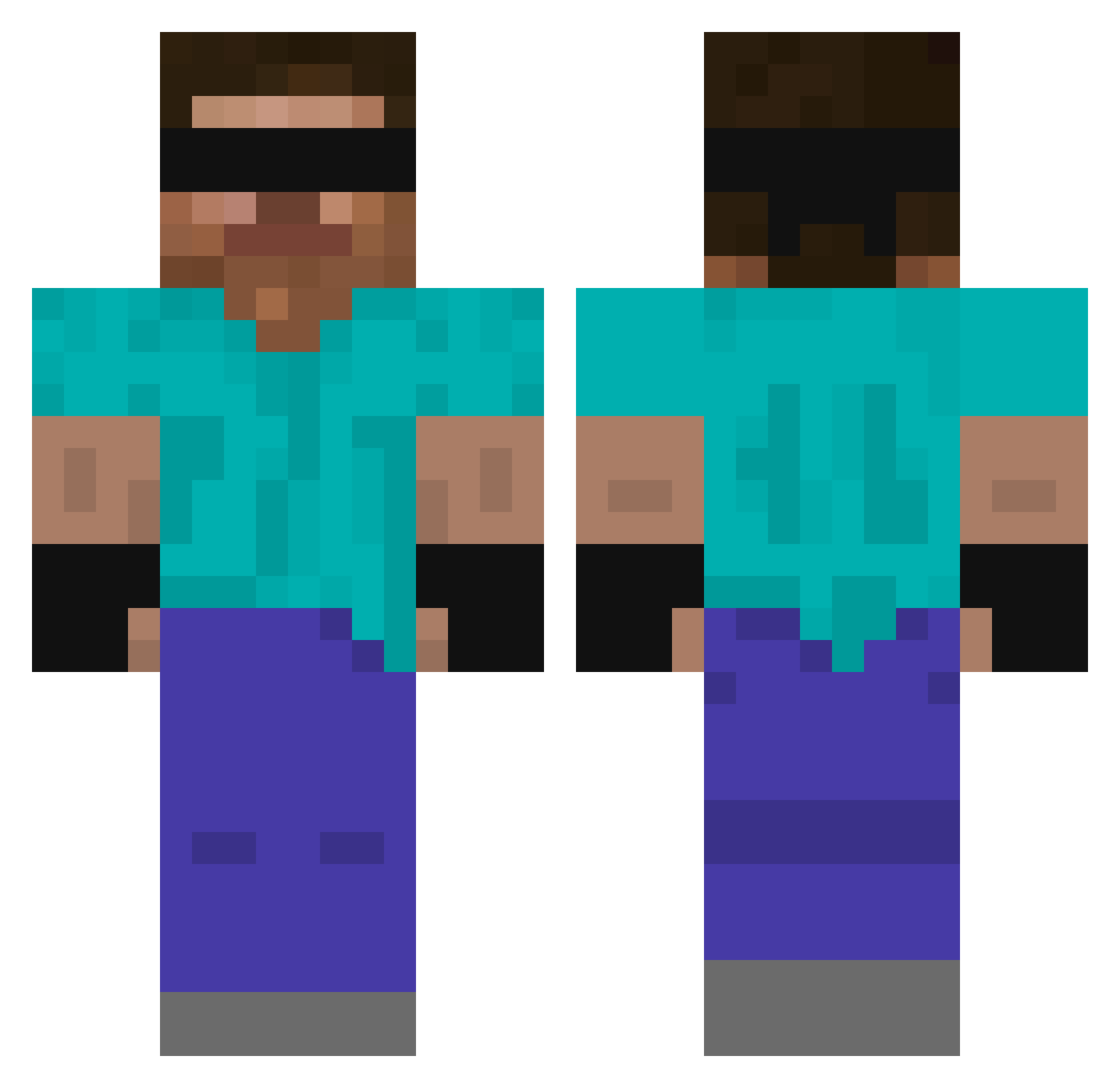 shovrl Minecraft skin, front and back view
