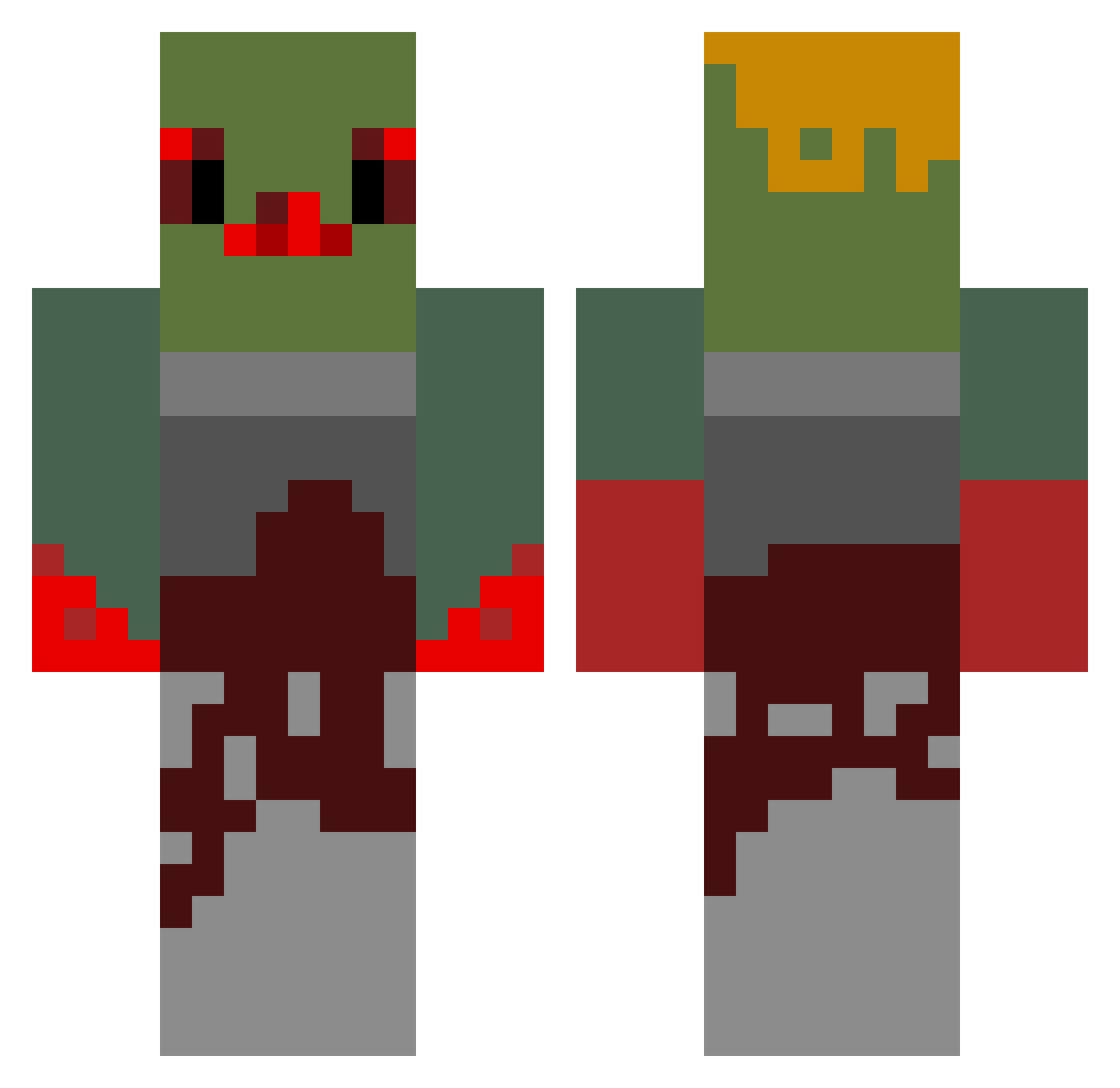 Turaco Minecraft skin, front and back view