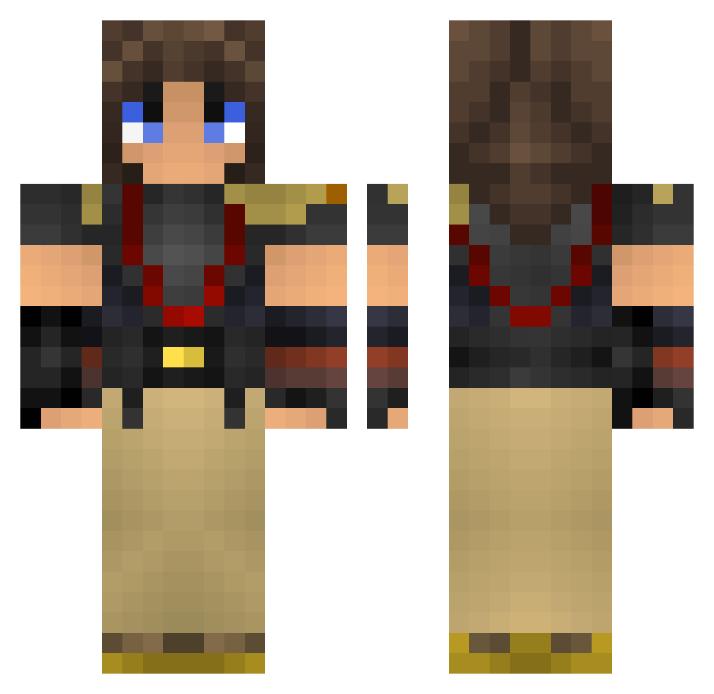 Samyanime Minecraft skin, front and back view