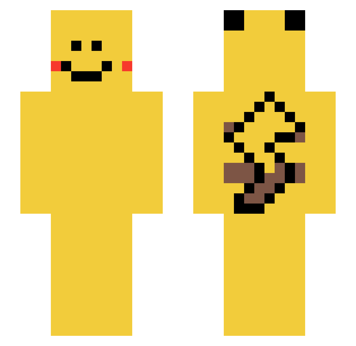 D000Rs Minecraft skin, front and back view