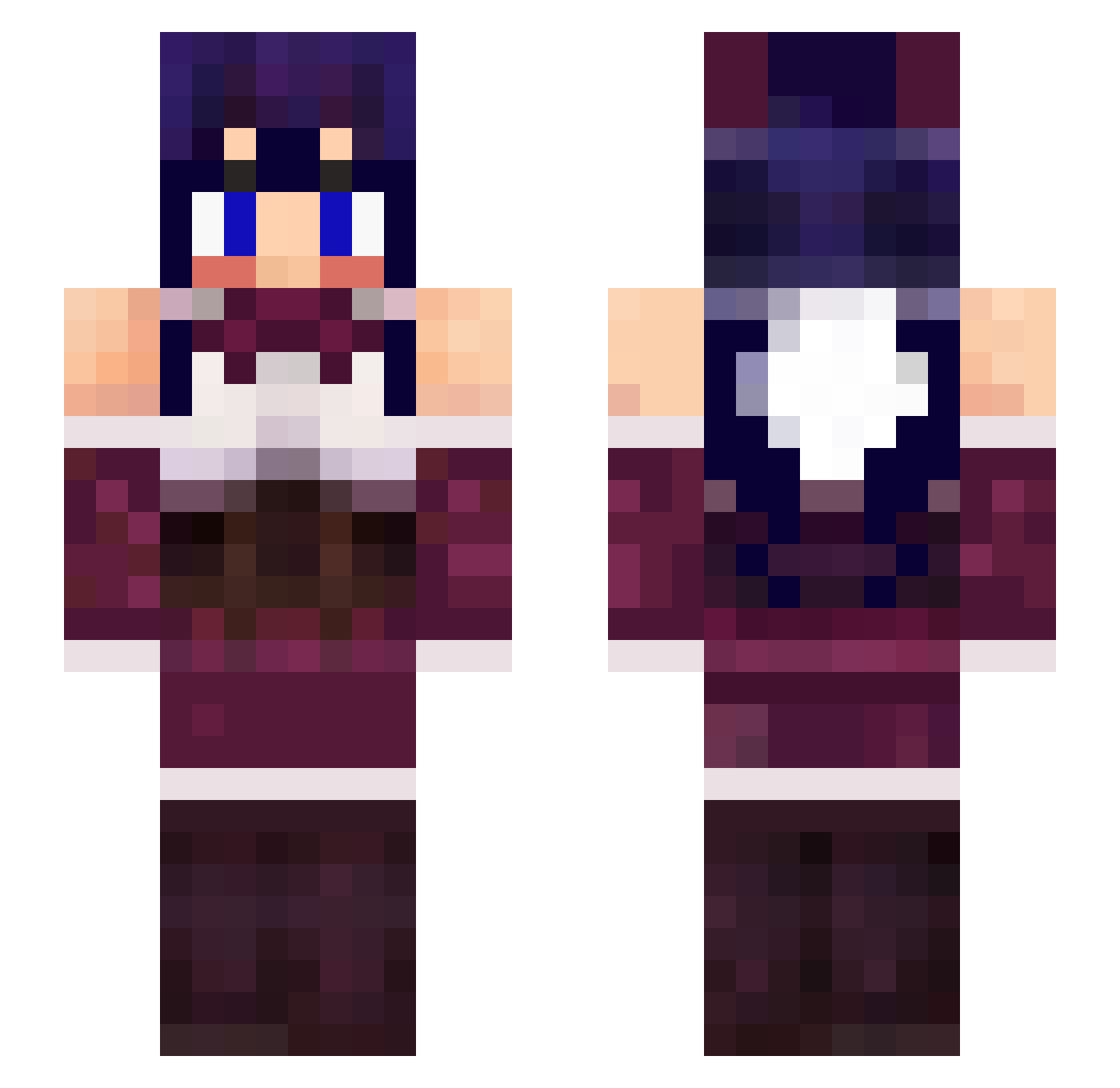 AthenaJustitia Minecraft skin, front and back view