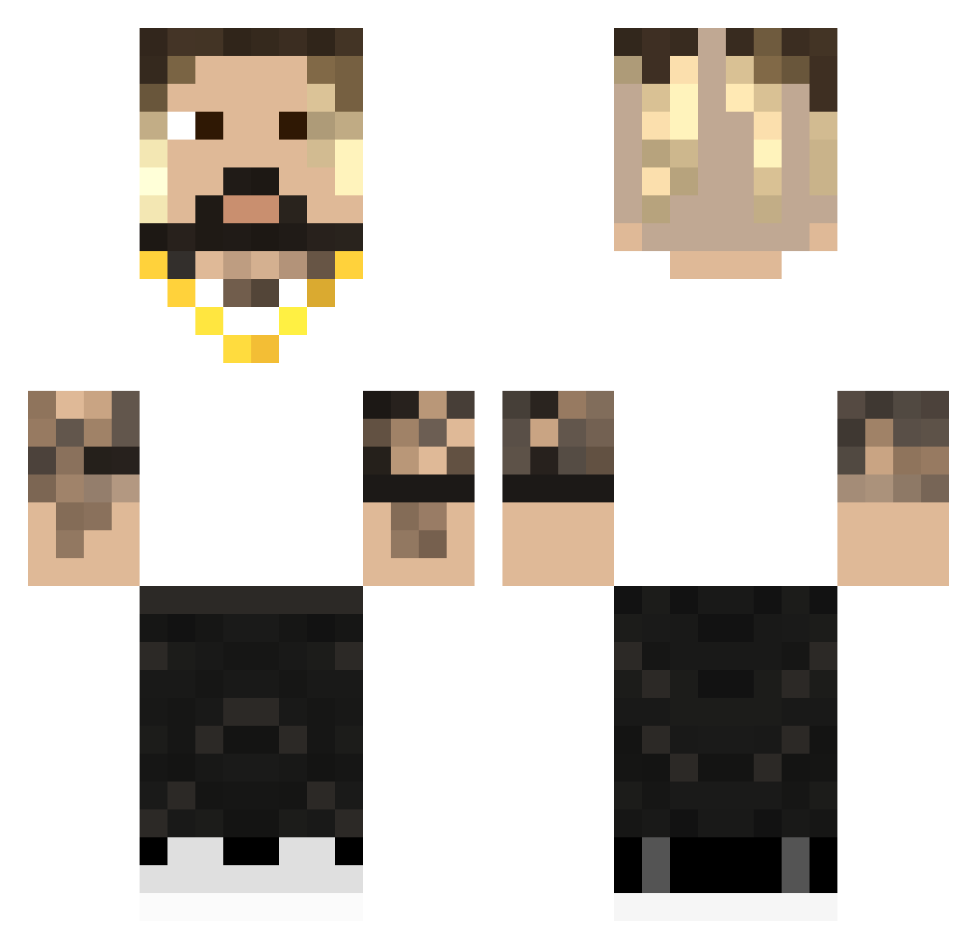 Antimorality Minecraft skin, front and back view