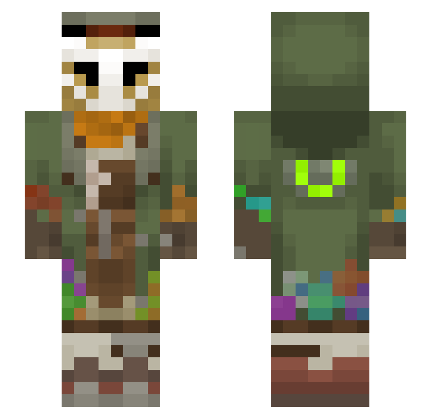 2Bas4u Minecraft skin, front and back view