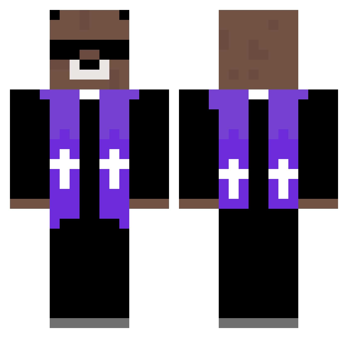 PoocPac Minecraft skin, front and back view