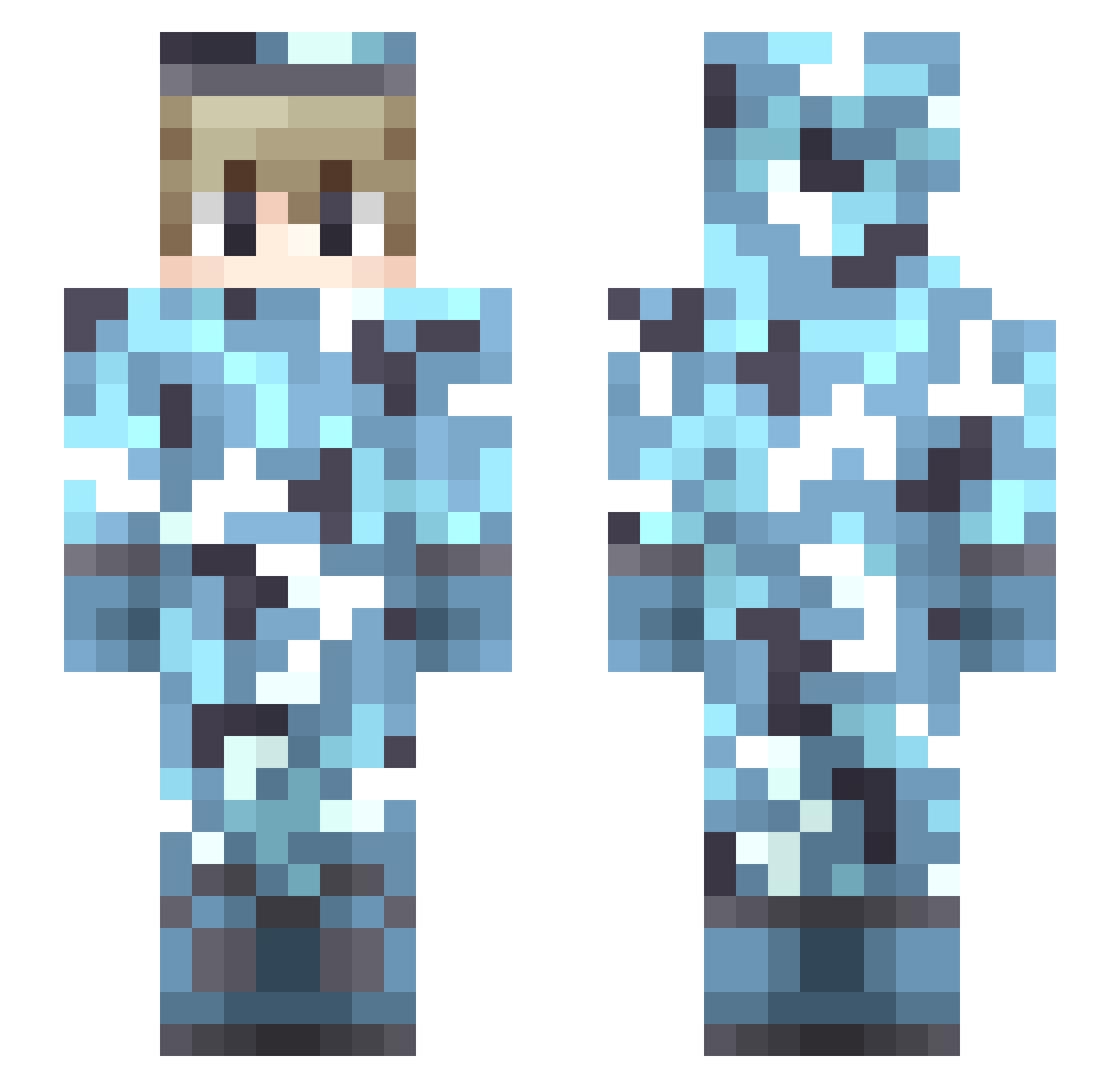 MissADay Minecraft skin, front and back view