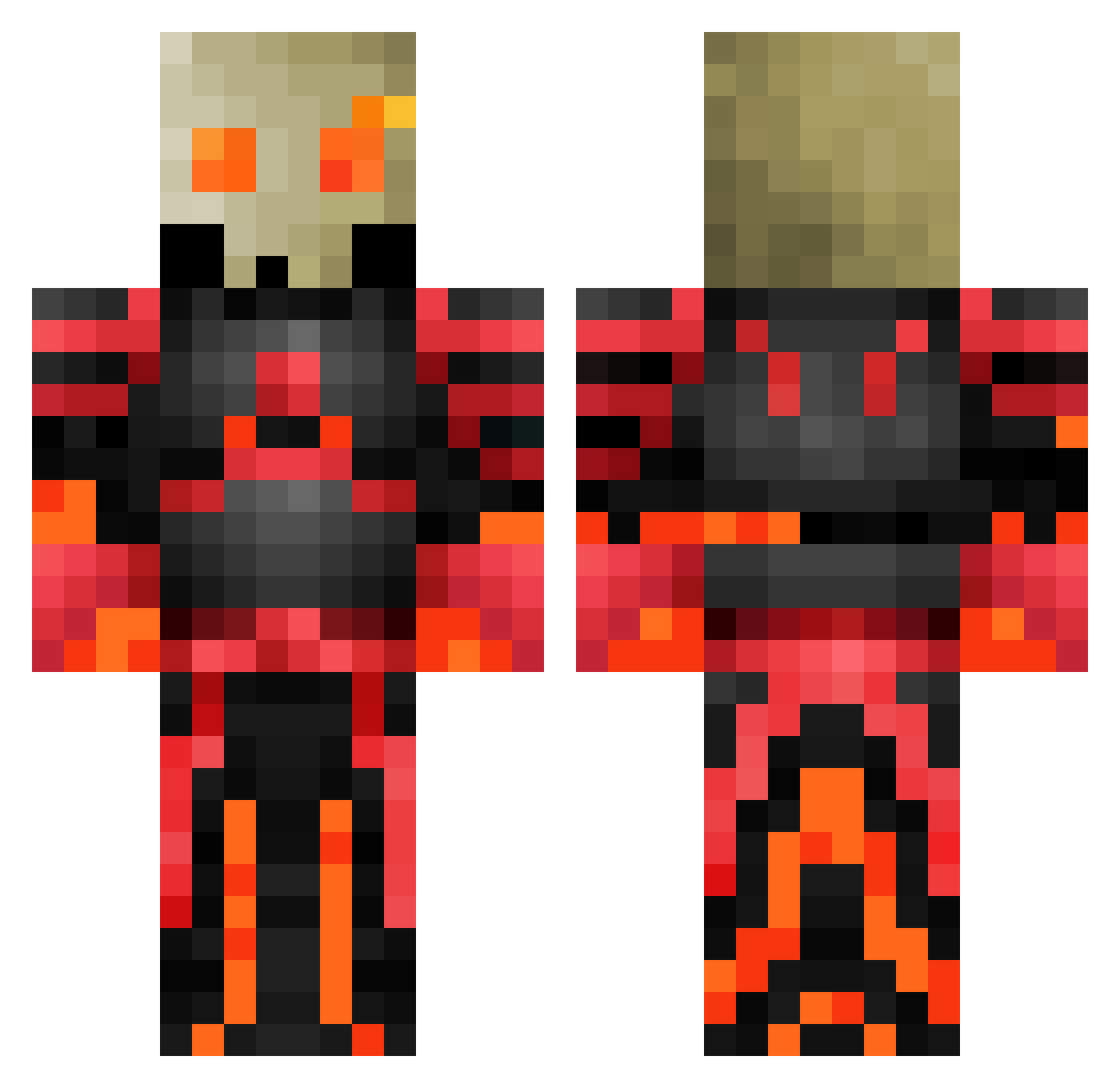 LazerSkullFlame Minecraft skin, front and back view