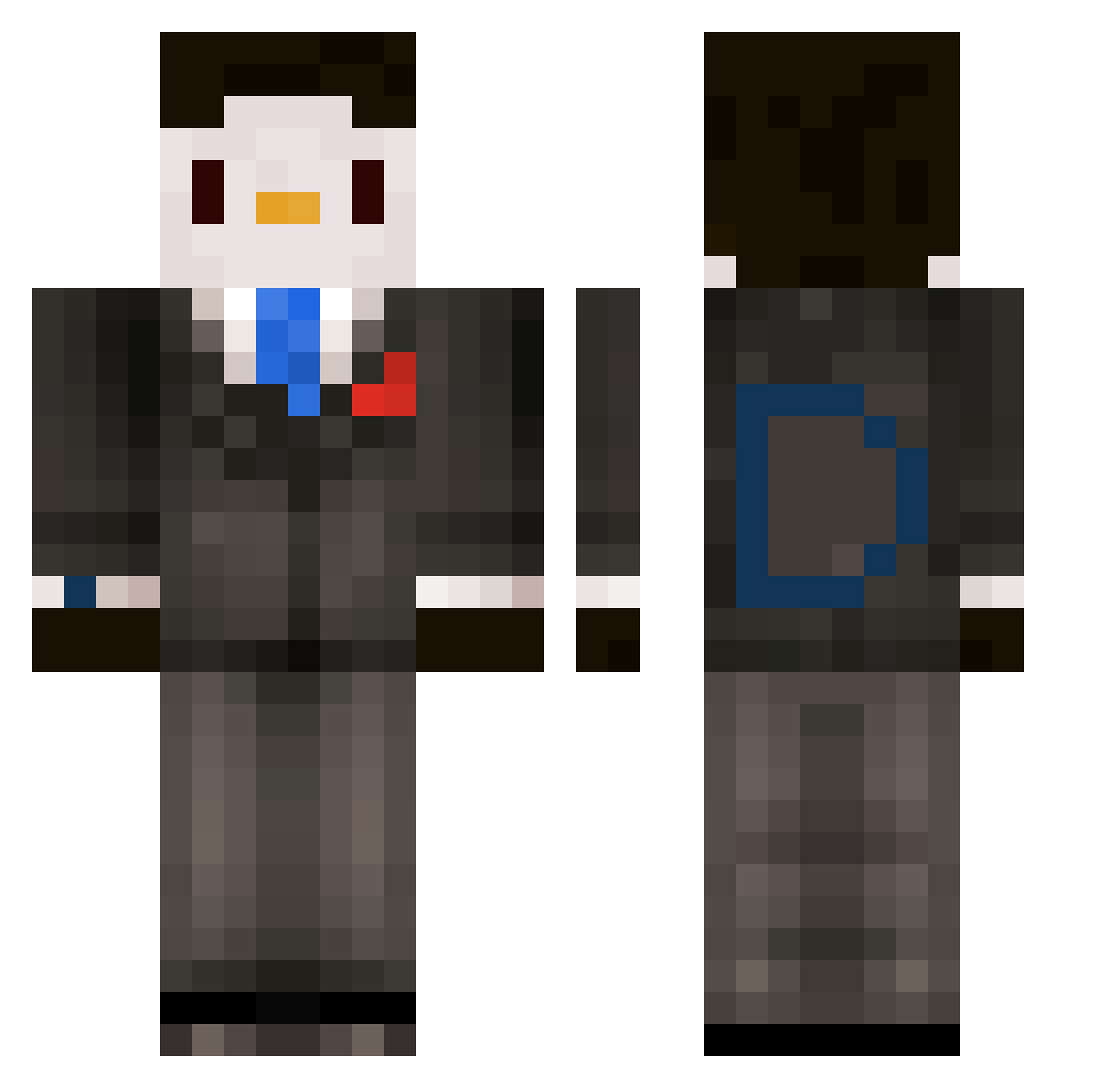 Darthlazious Minecraft skin, front and back view
