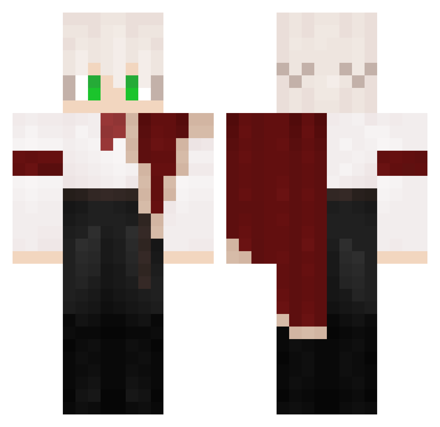 Shiroi_Crypto Minecraft skin, front and back view