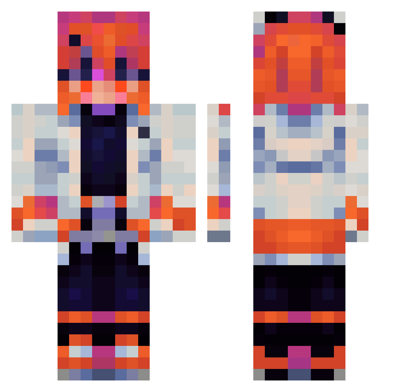 Shond0 Minecraft skin, front and back view