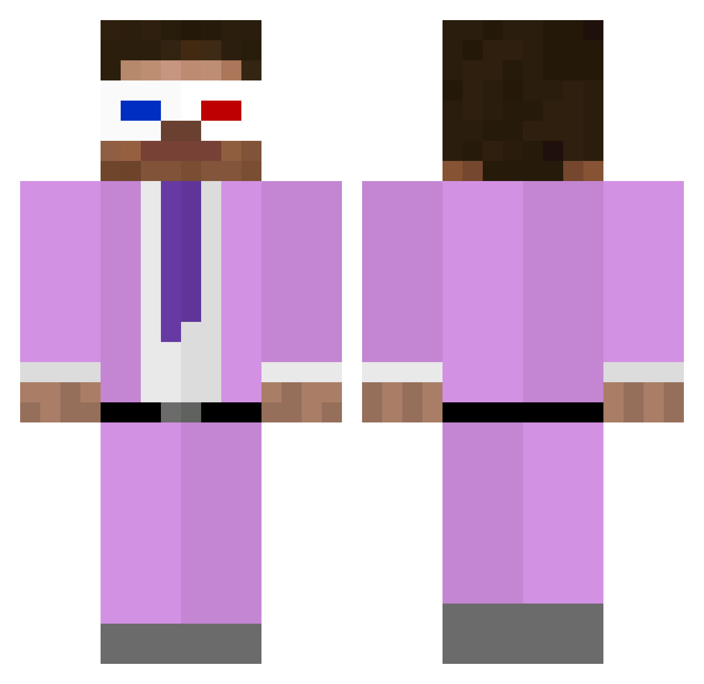 Pais3 Minecraft skin, front and back view