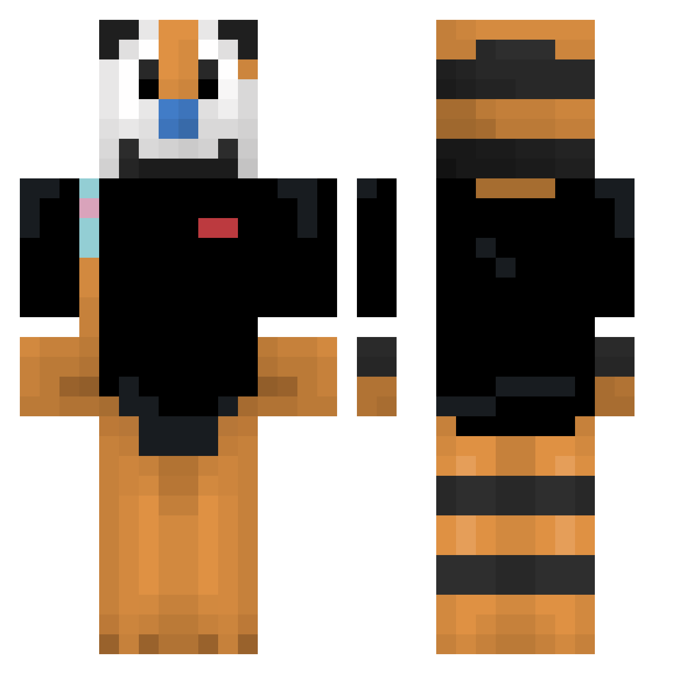 erhip Minecraft skin, front and back view