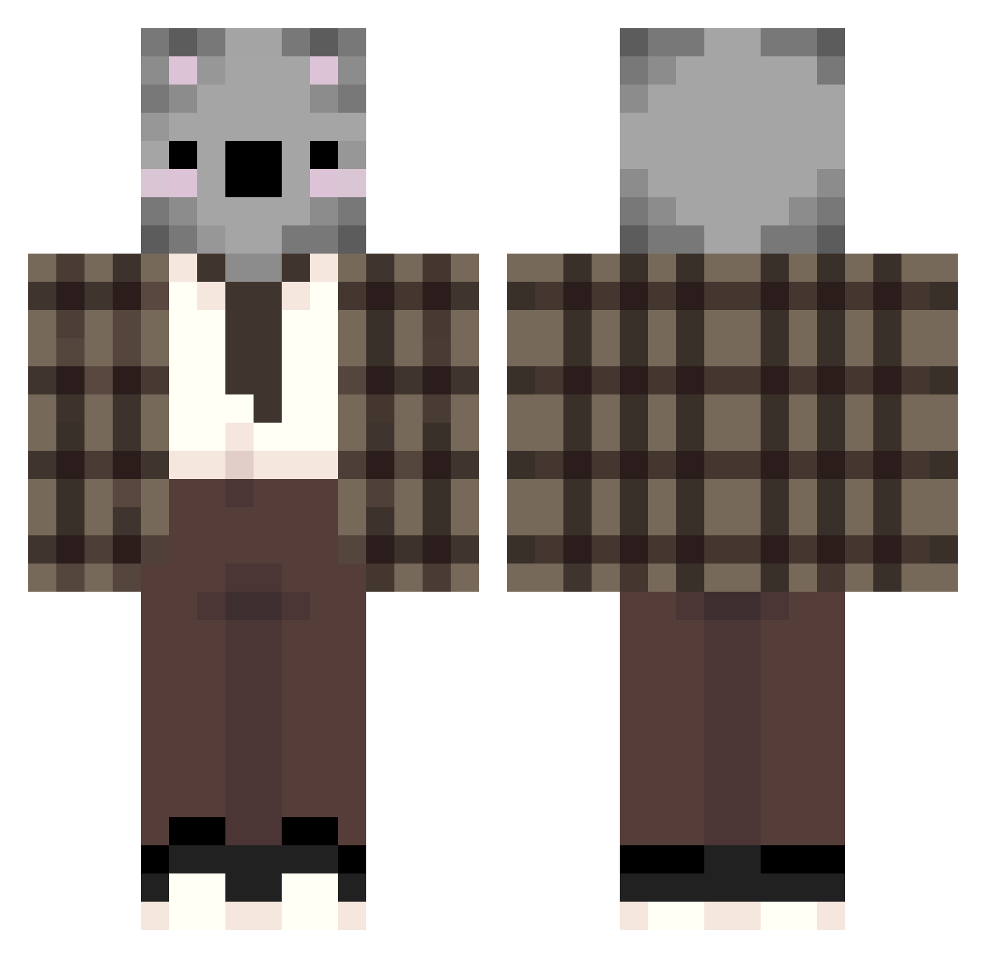 AdifQue Minecraft skin, front and back view