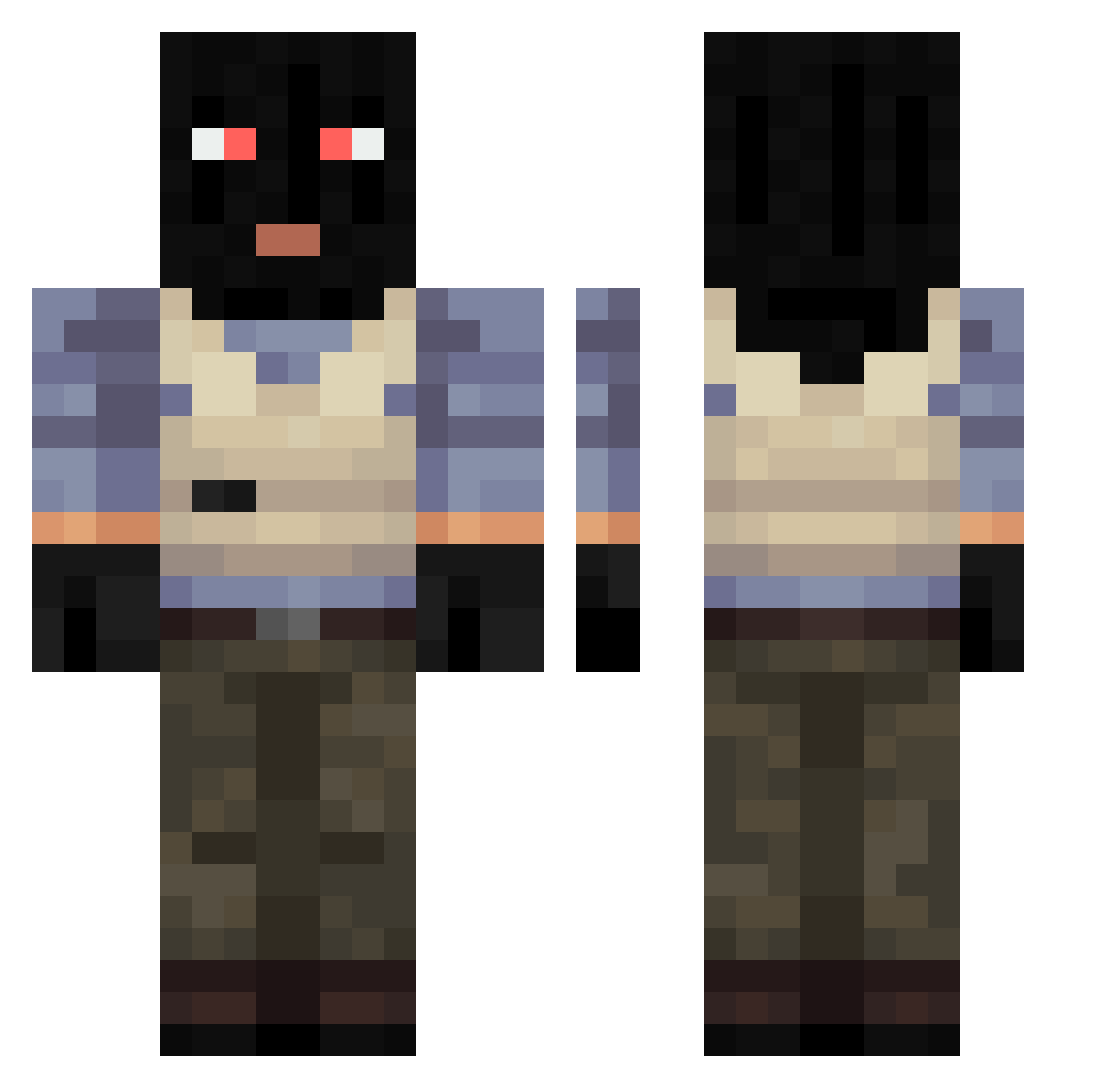 ISOHEKE Minecraft skin, front and back view