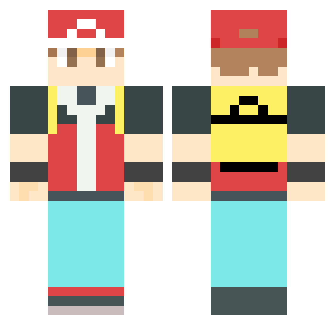 Rotten Minecraft skin, front and back view