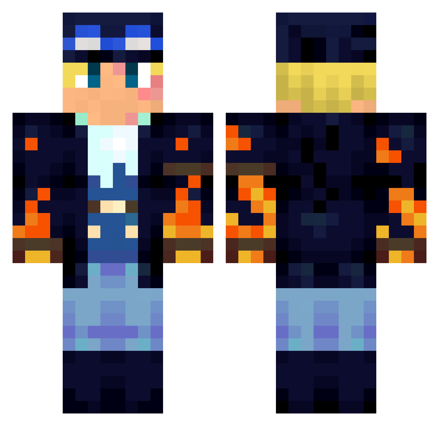 SkyWane Minecraft skin, front and back view
