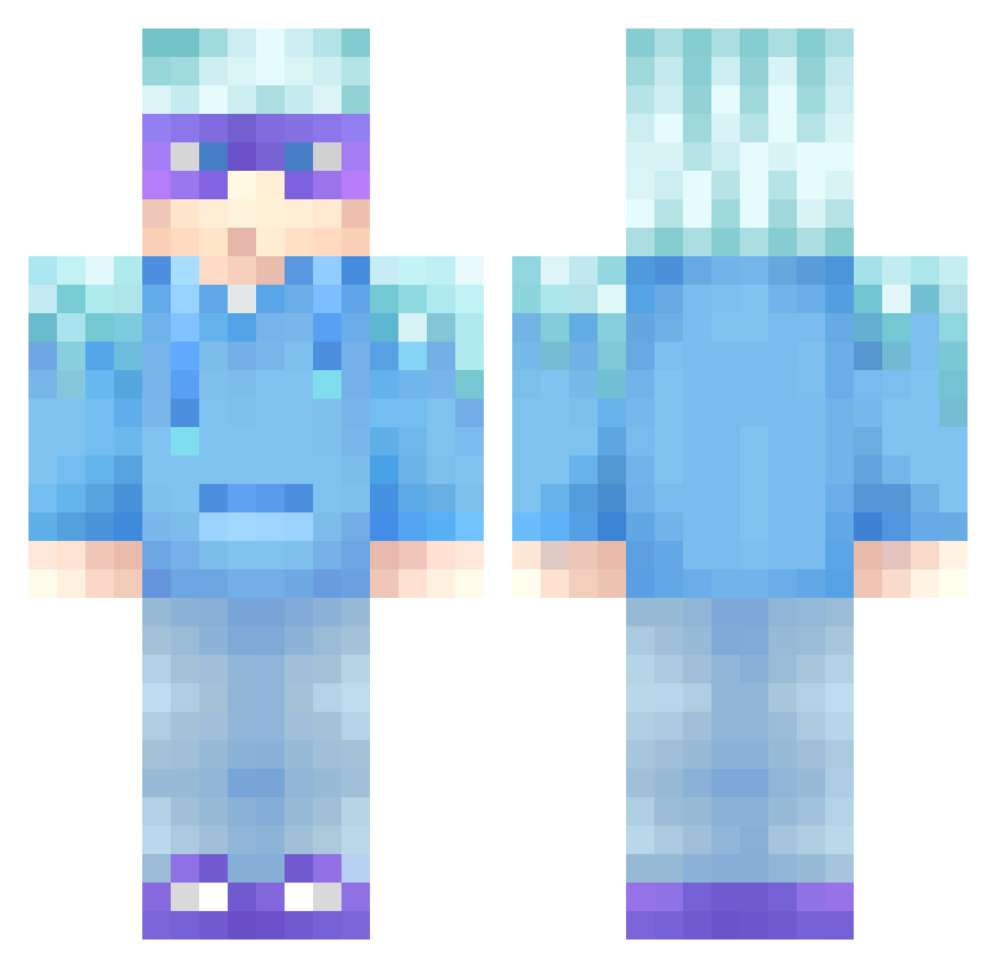 HZYH Minecraft skin, front and back view