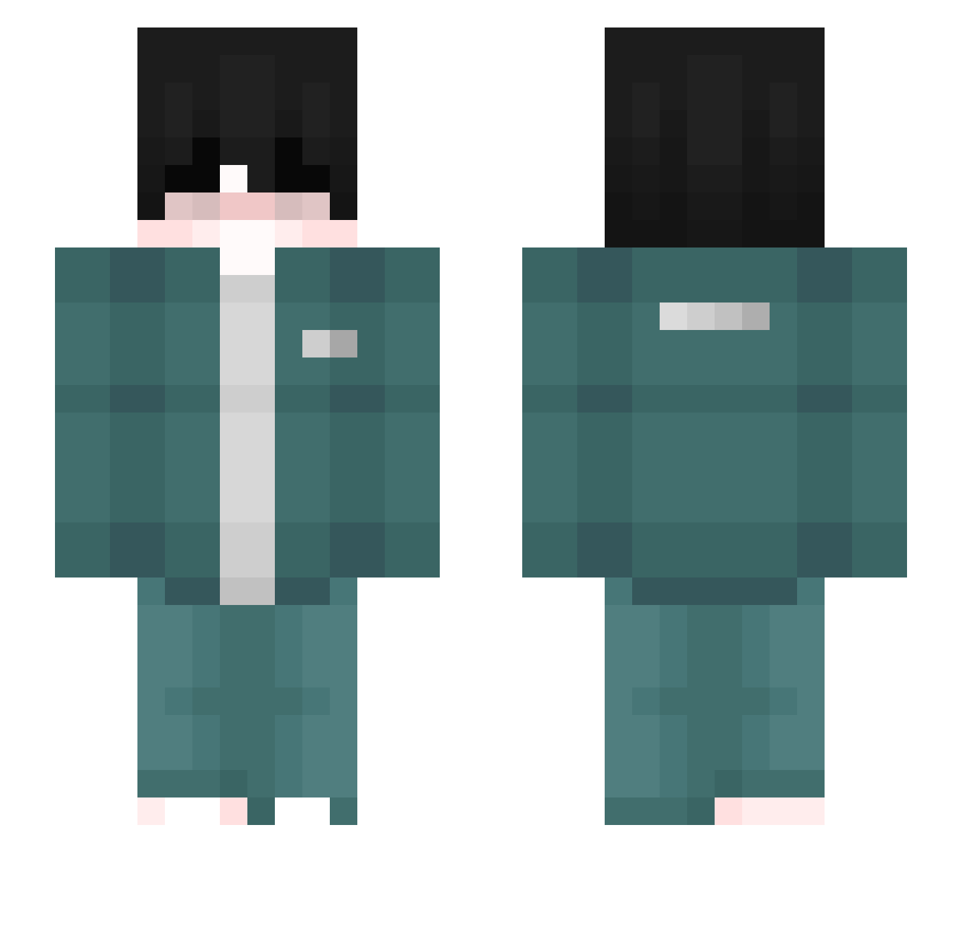 ShadowKni9htYTB Minecraft skin, front and back view