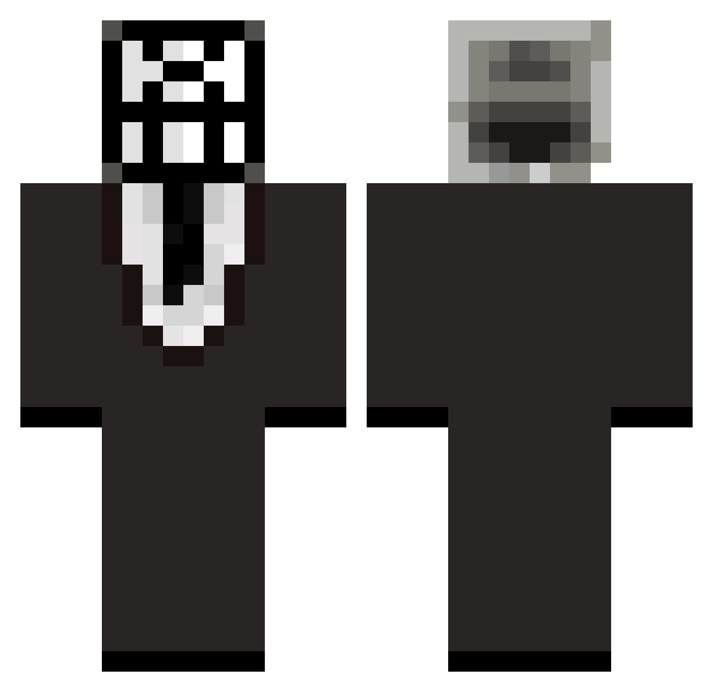 Crazianator Minecraft skin, front and back view