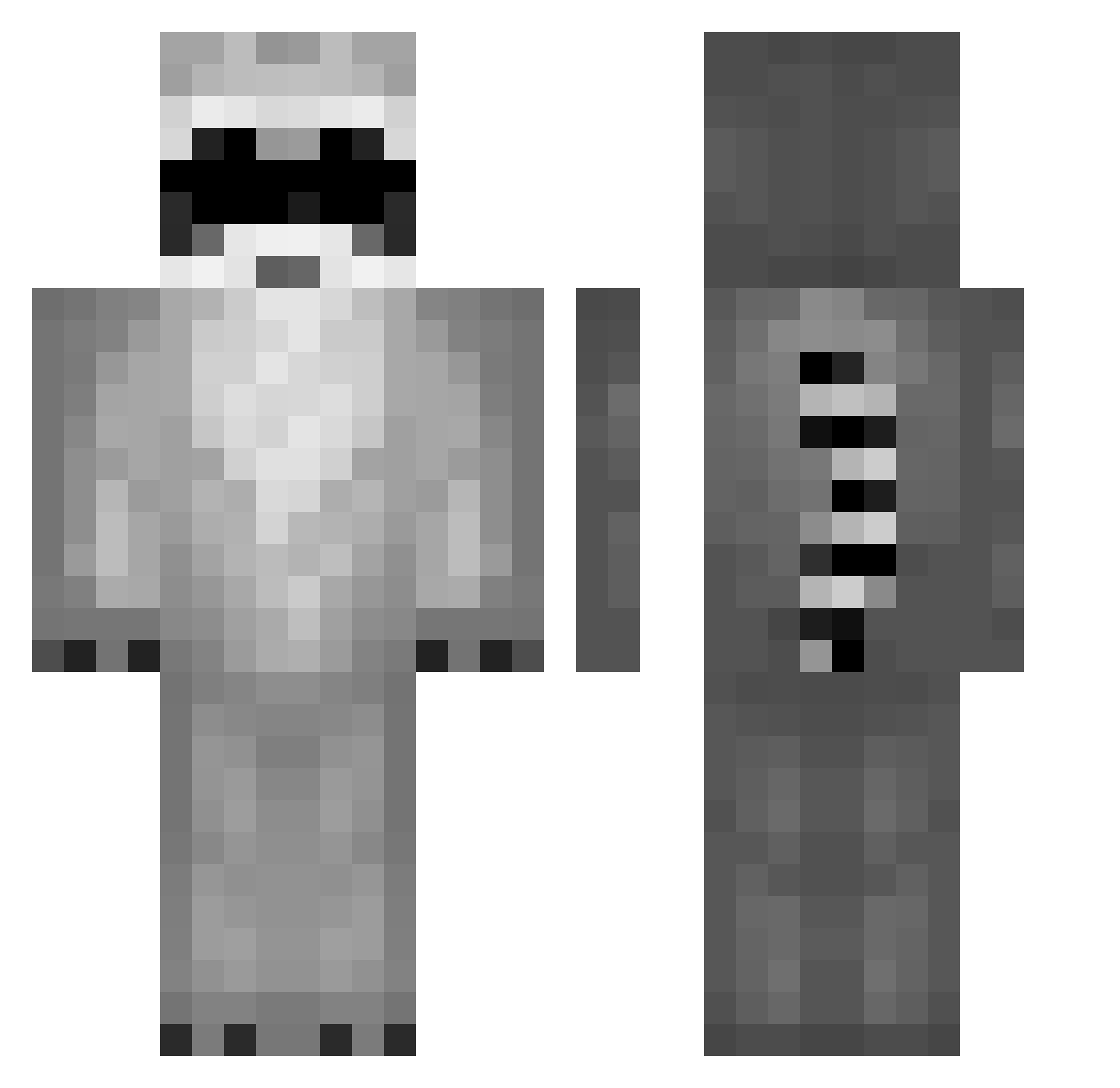 RunFrmSin Minecraft skin, front and back view