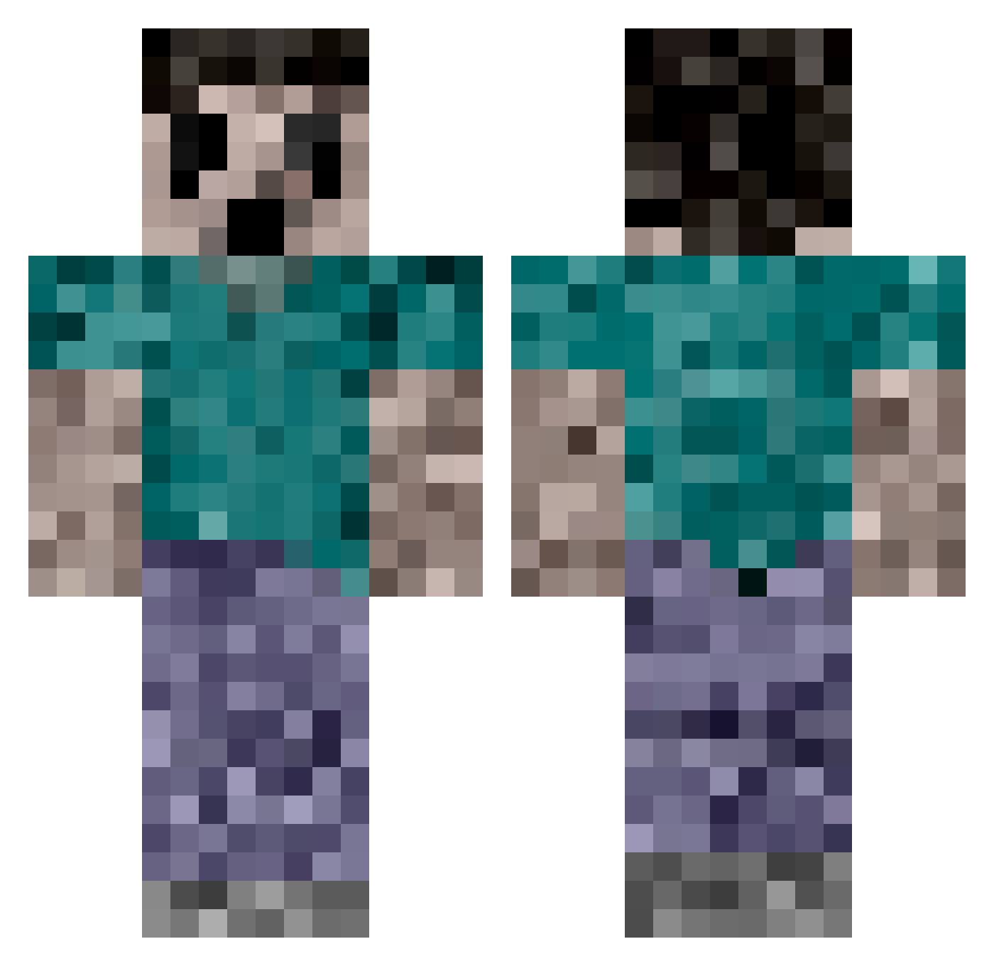 Arn0_0 Minecraft skin, front and back view