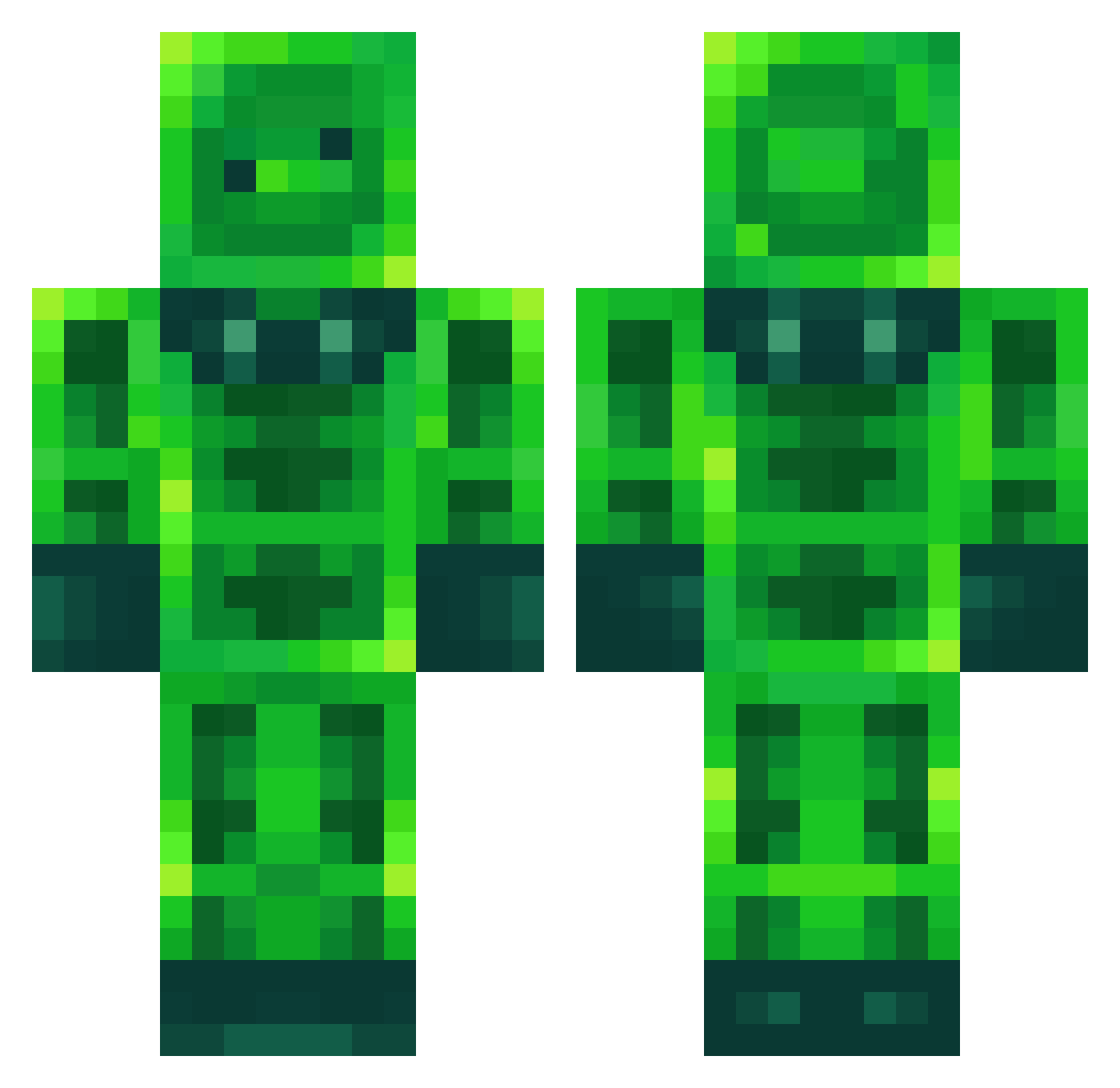 Socktipus Minecraft skin, front and back view