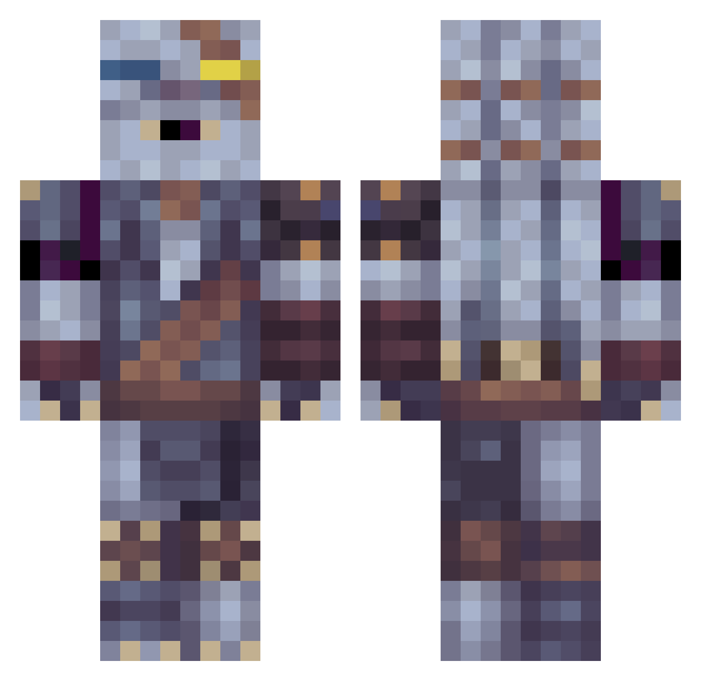 Passine Minecraft skin, front and back view