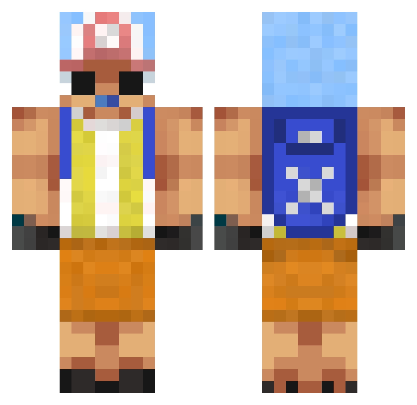 BlueDragon855 Minecraft skin, front and back view