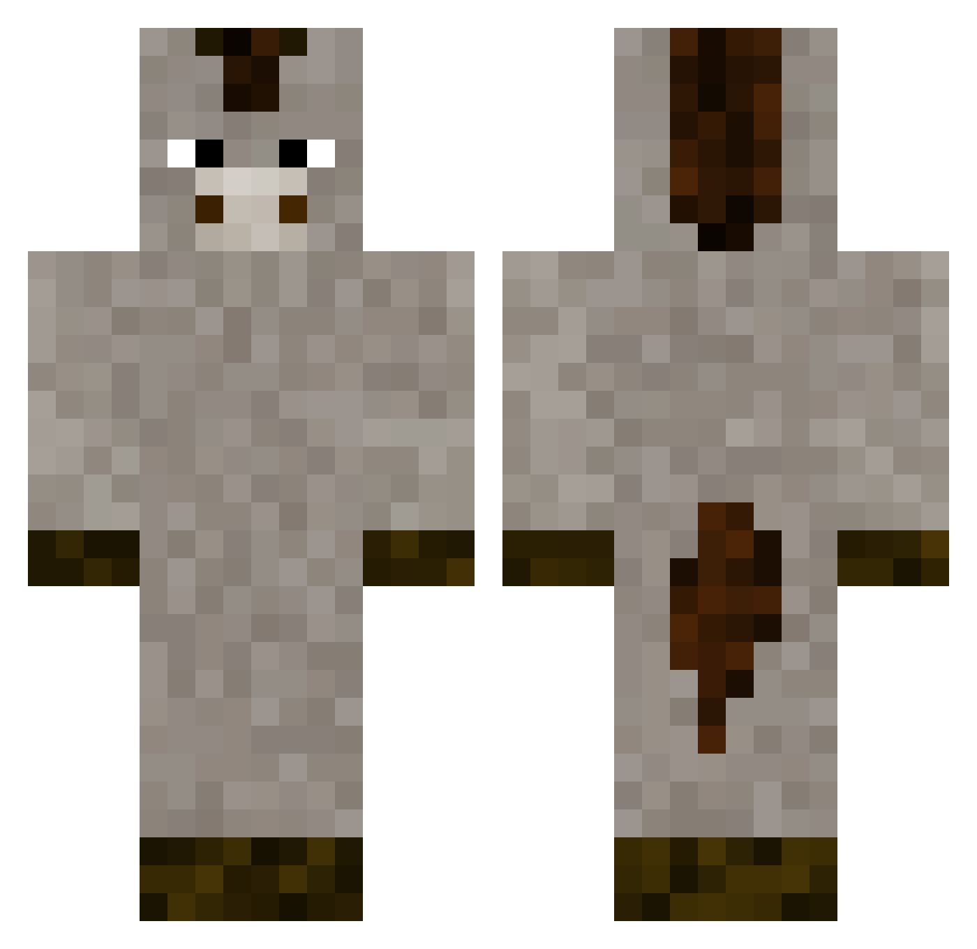 MrGreasy1 Minecraft skin, front and back view