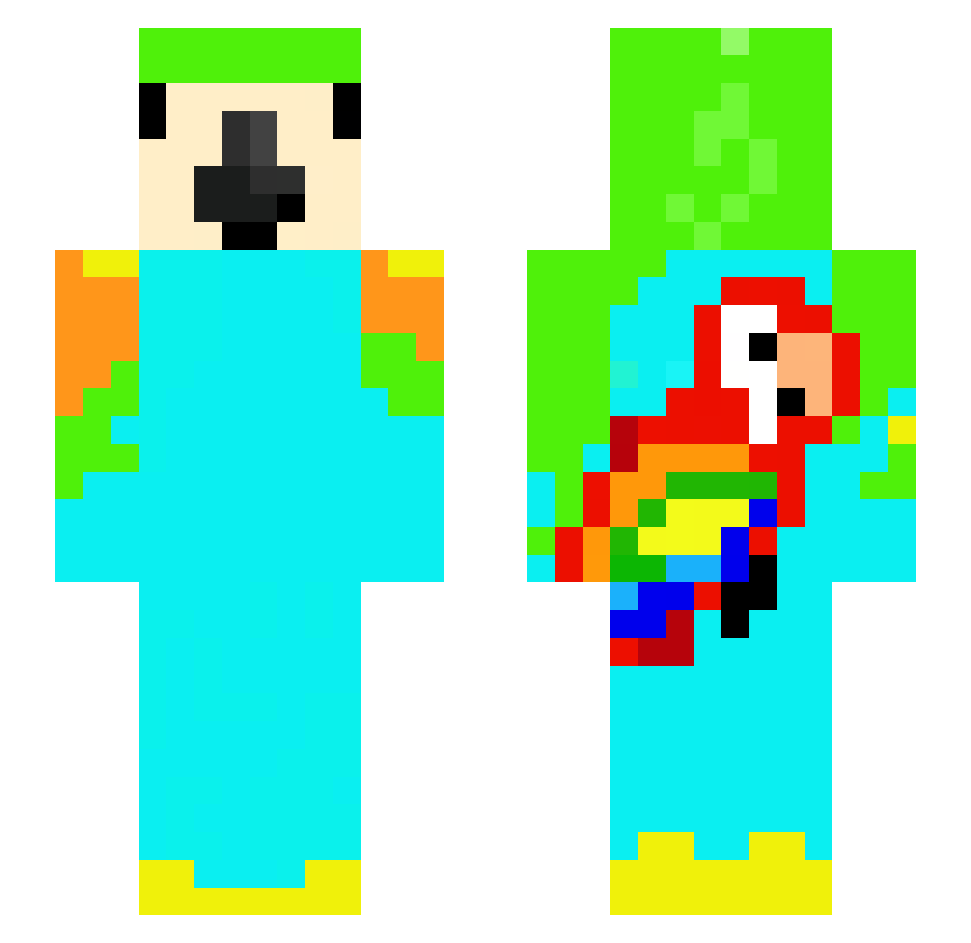 Salsantix Minecraft skin, front and back view
