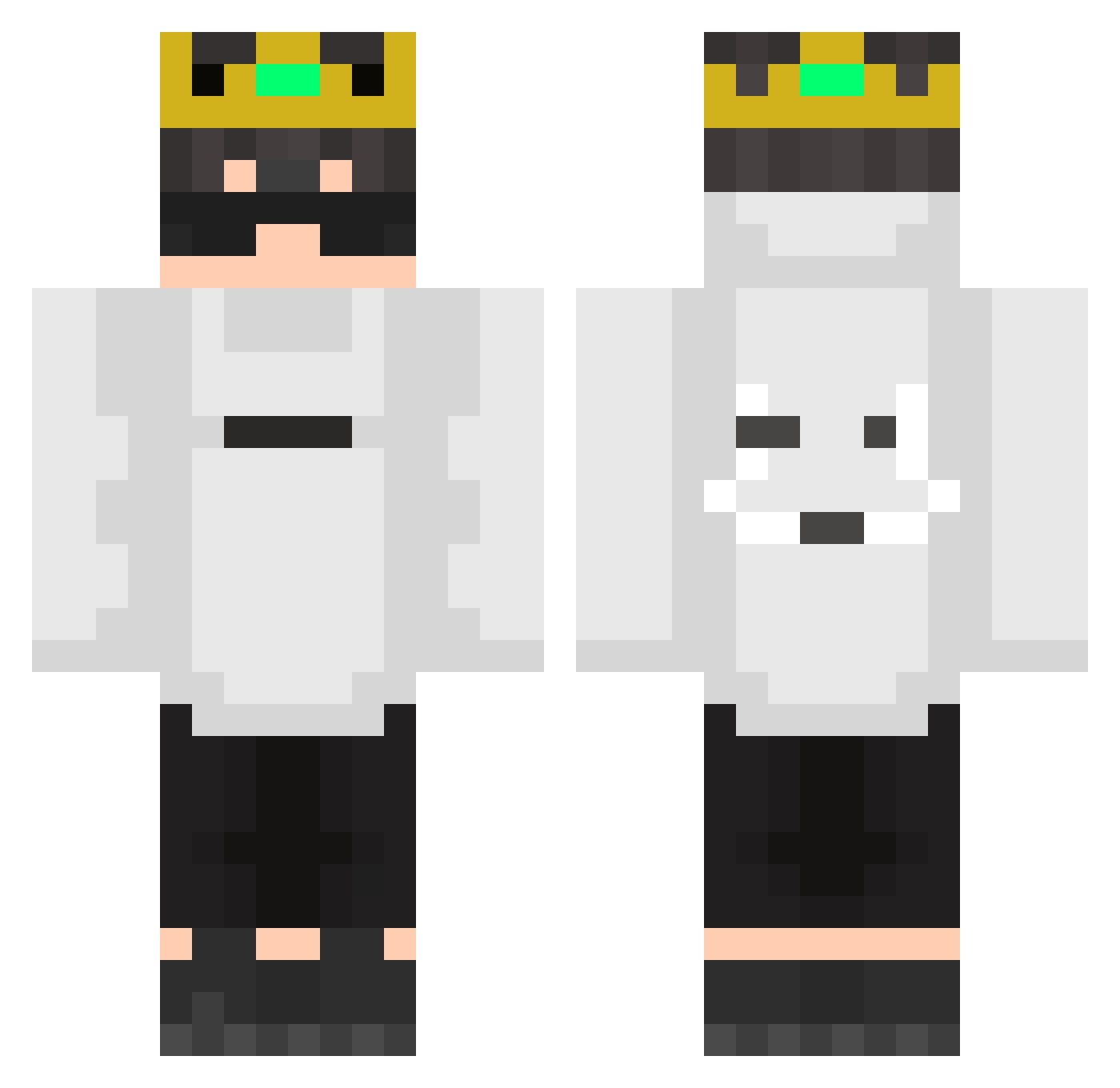 NotInfernox Minecraft skin, front and back view