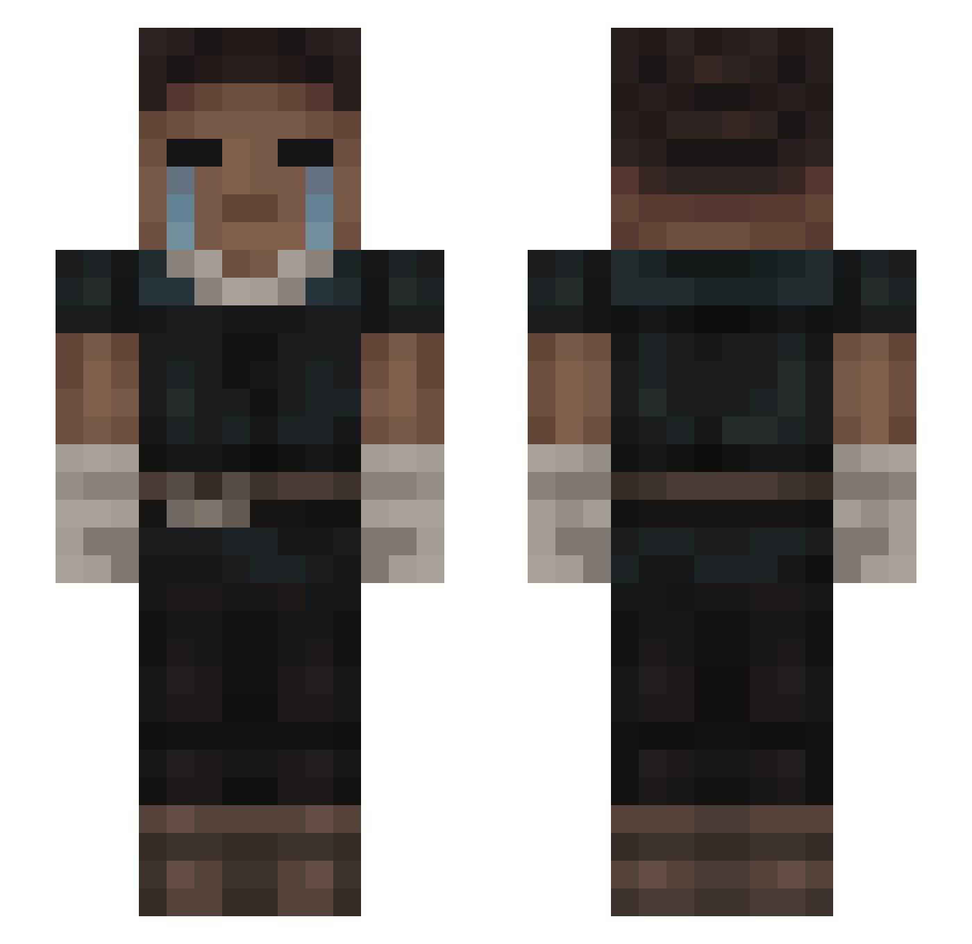 SadMC Minecraft skin, front and back view