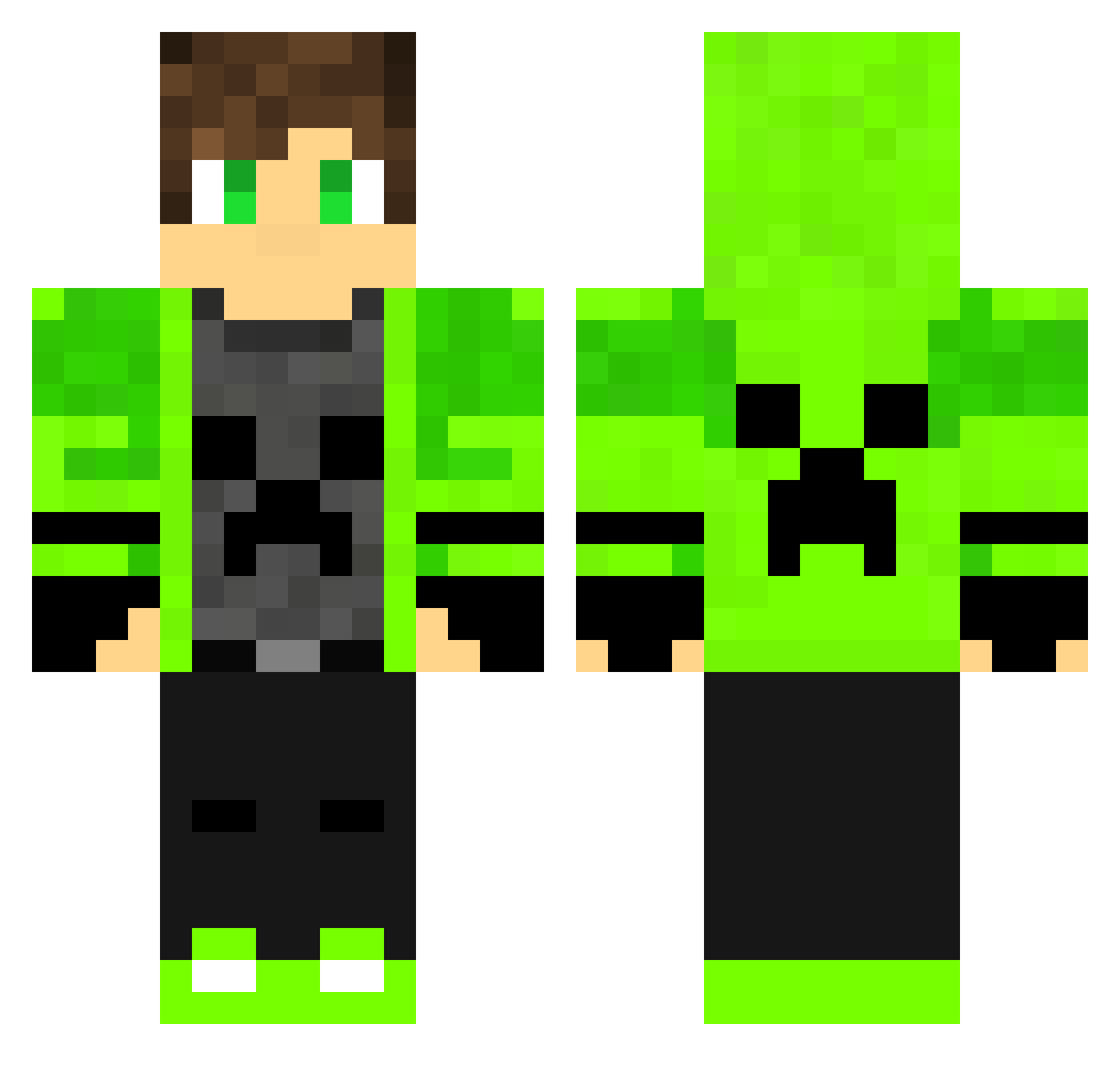 Rafoufou54 Minecraft skin, front and back view
