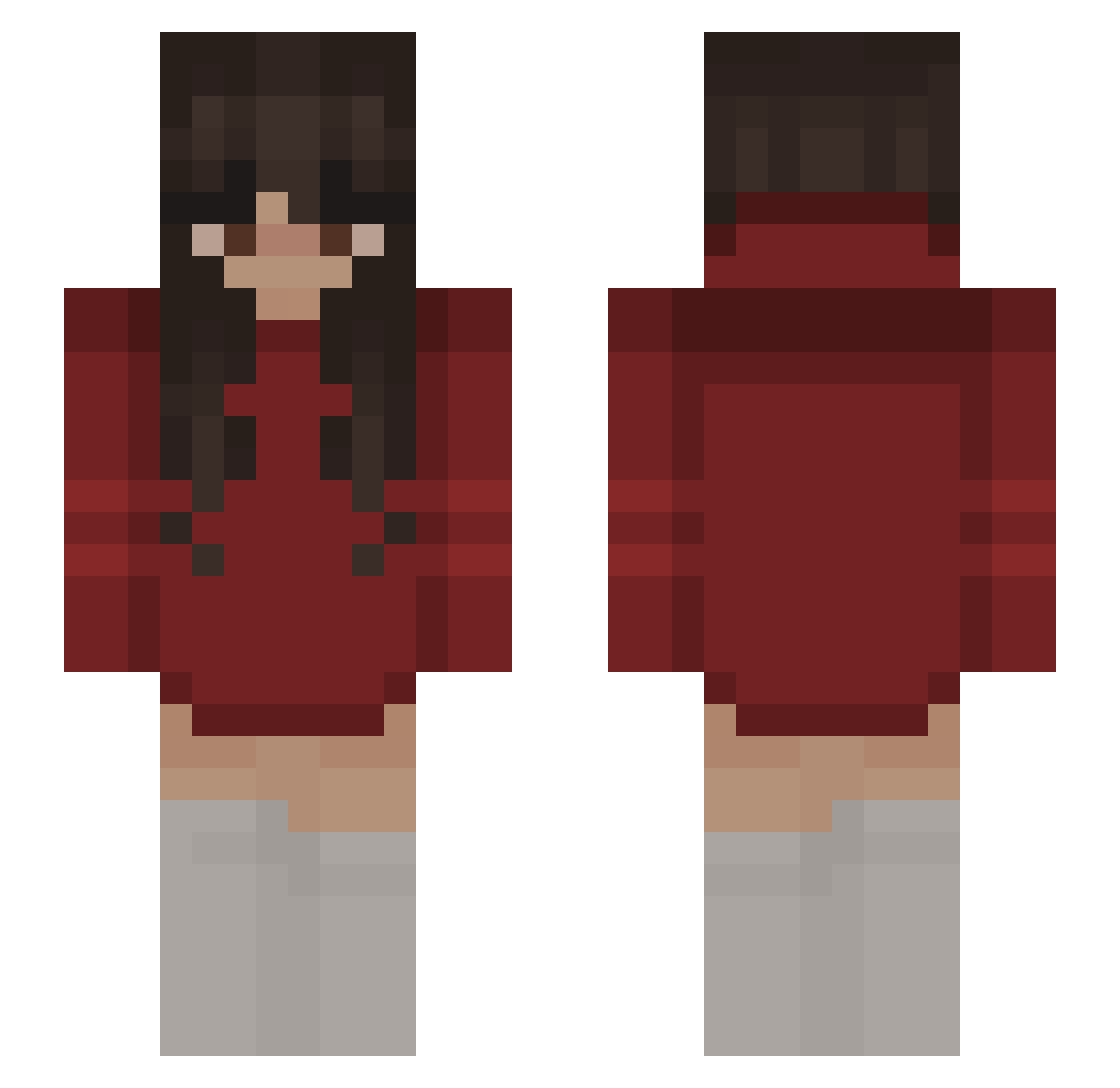 SunnyIsEvil Minecraft skin, front and back view