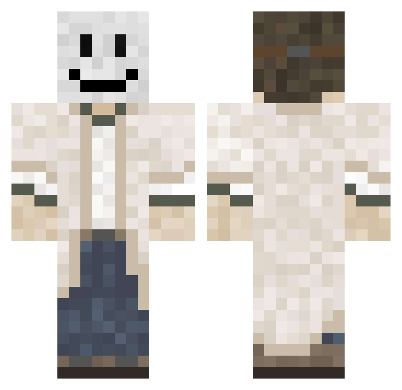 Axiik Minecraft skin, front and back view
