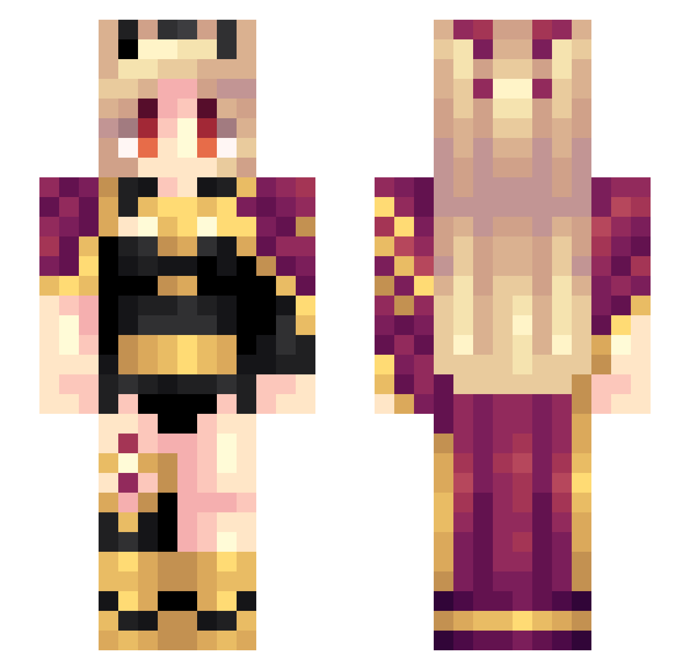 Ereshikgal Minecraft skin, front and back view