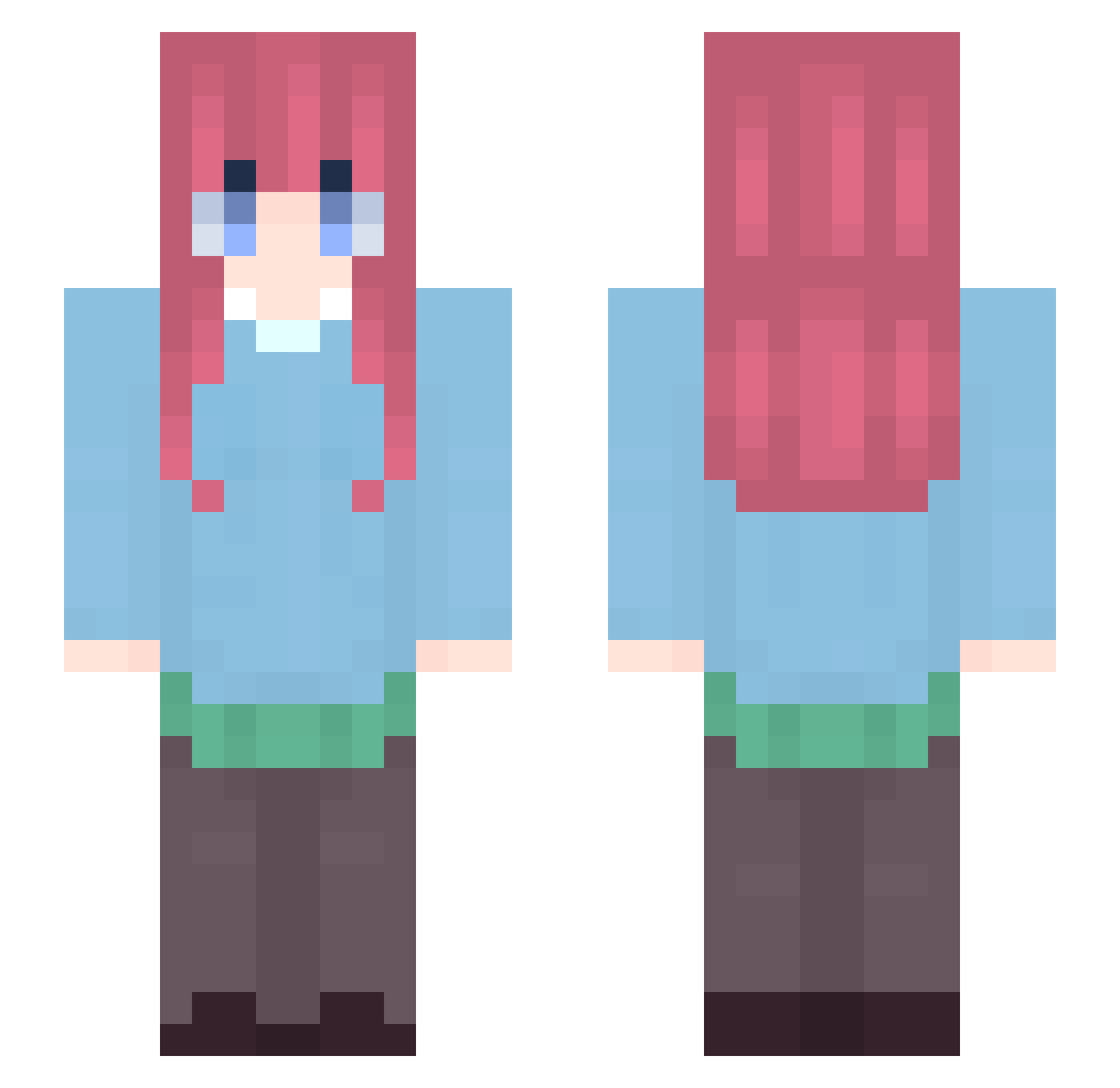 JrcherryNa Minecraft skin, front and back view