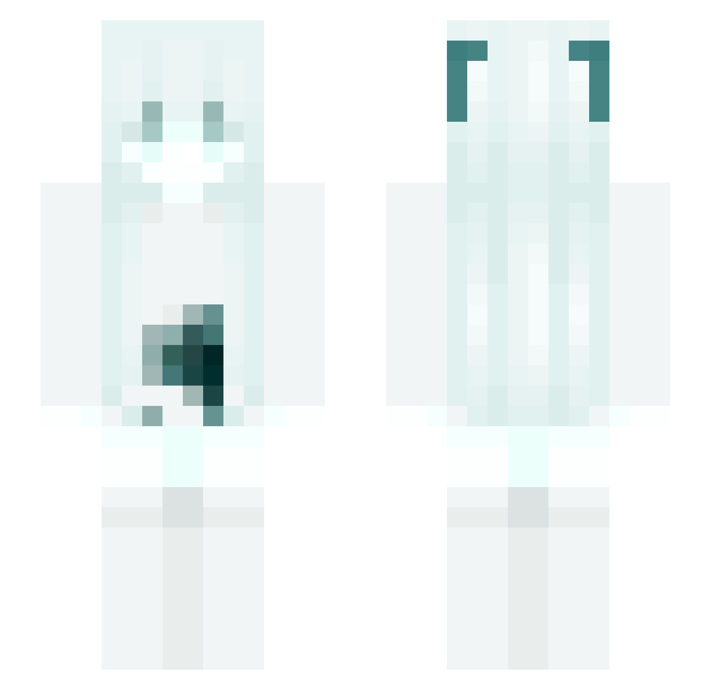 ipray2miku Minecraft skin, front and back view