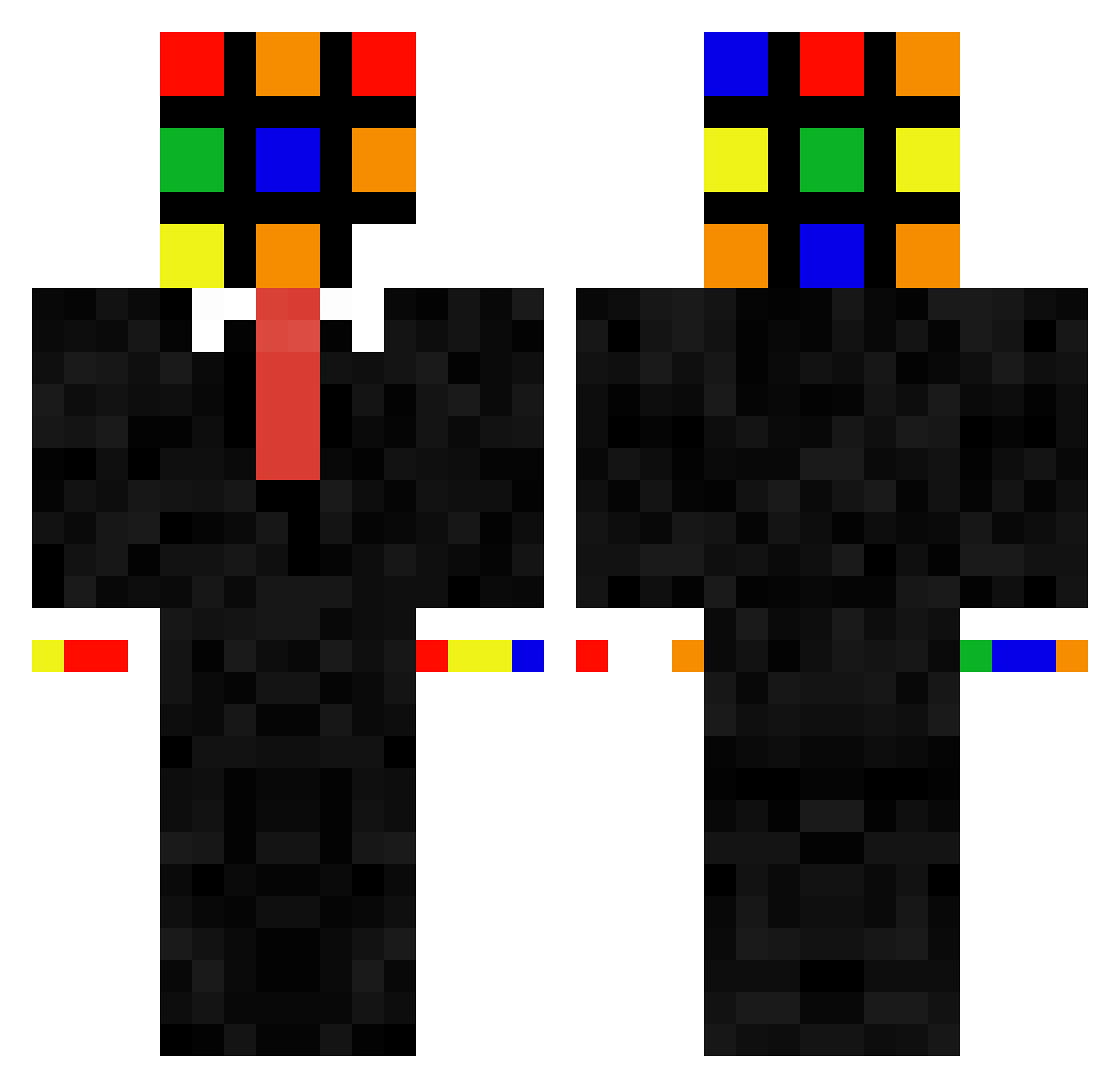 Transcension Minecraft skin, front and back view