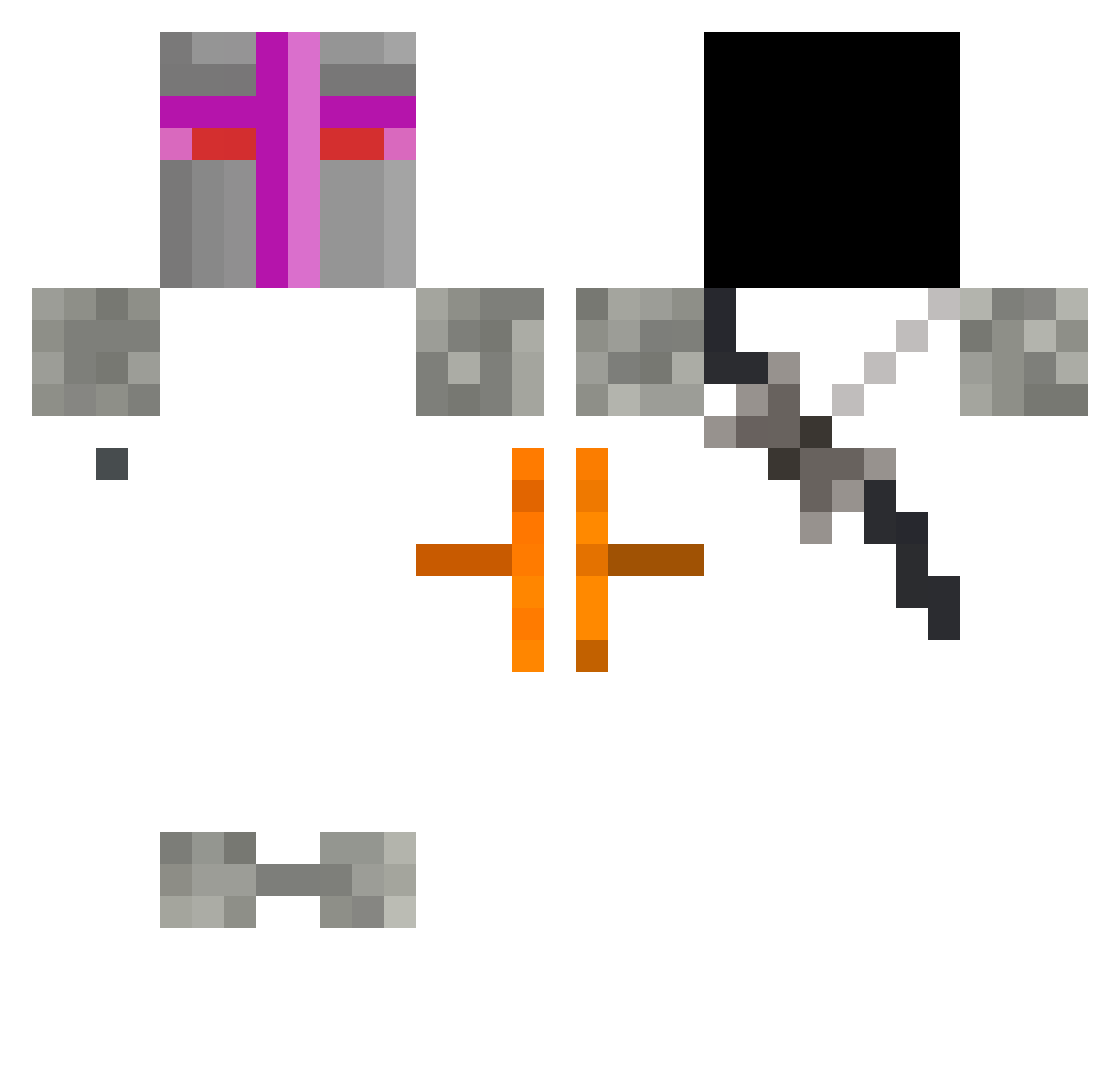 stomachodor Minecraft skin, front and back view