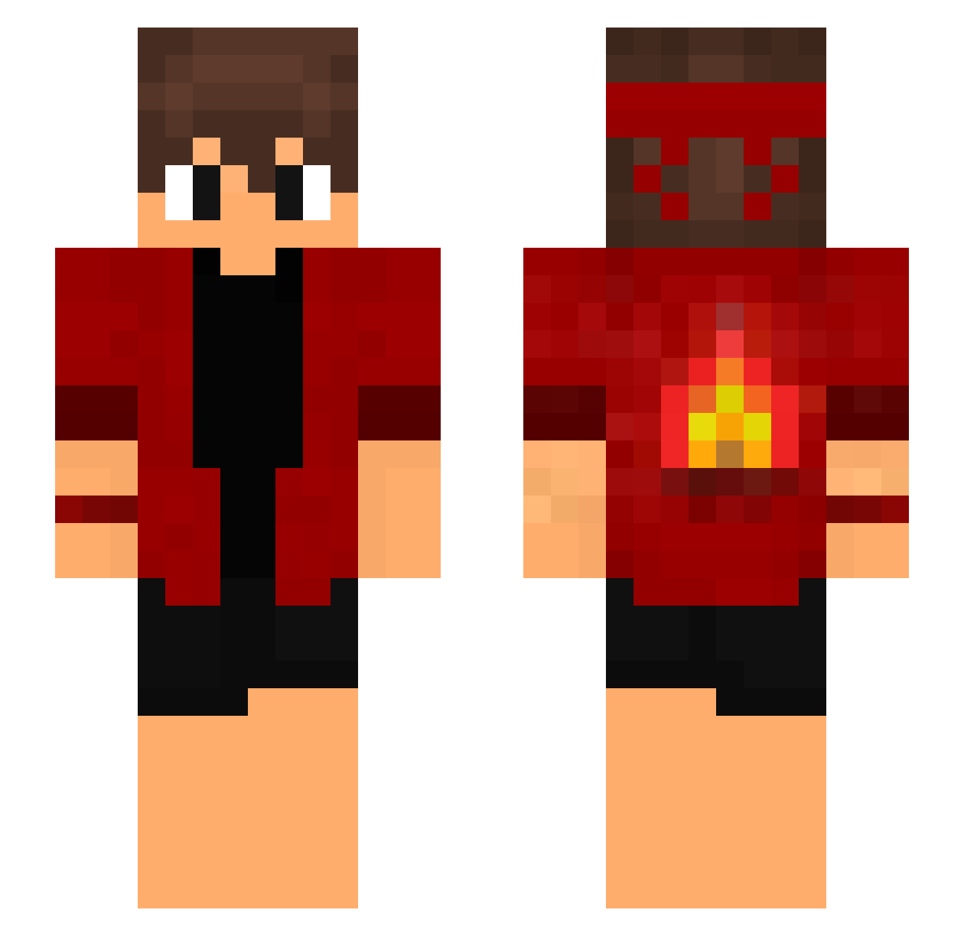 Linxzprime Minecraft skin, front and back view
