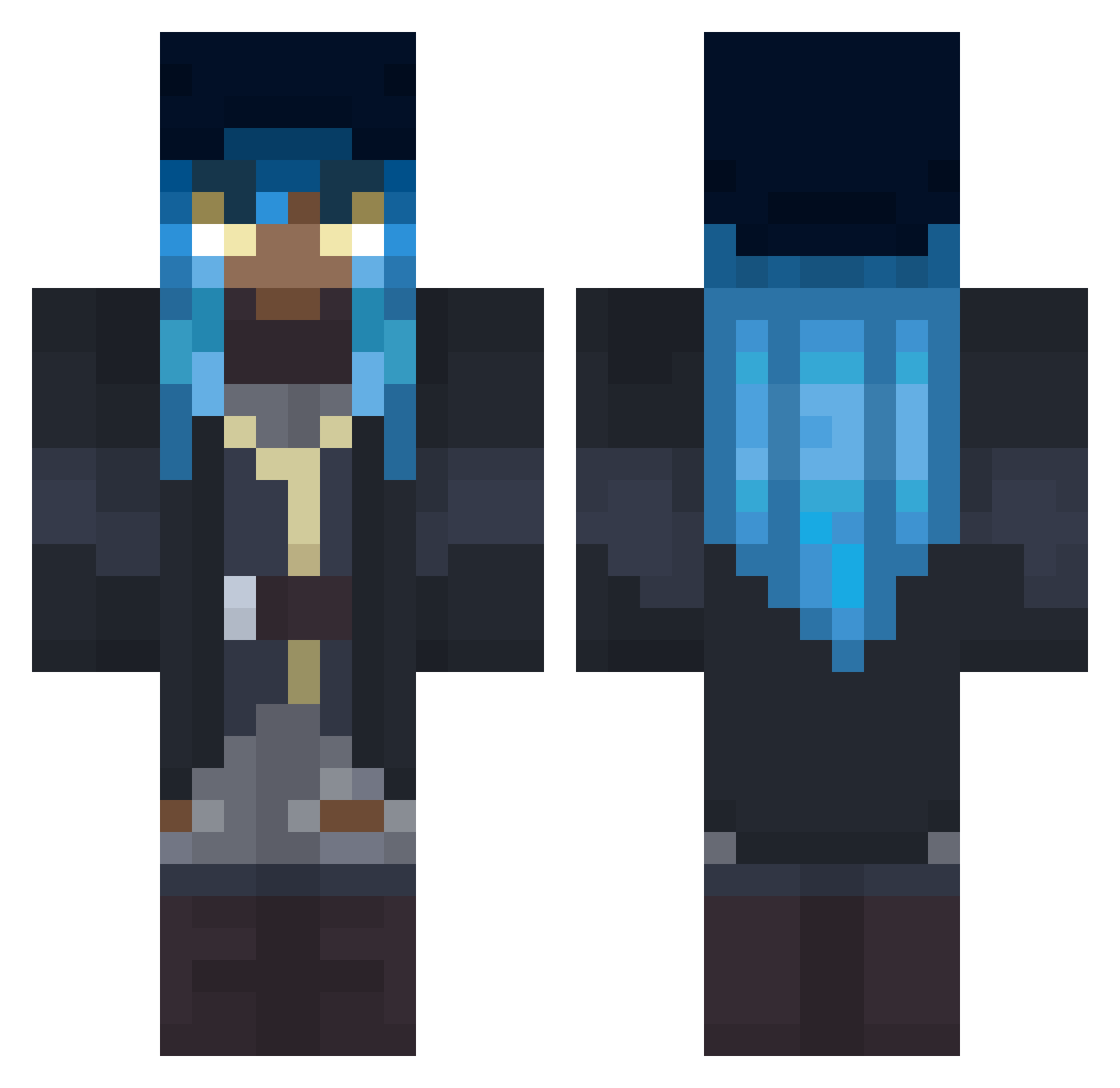 Raioka Minecraft skin, front and back view