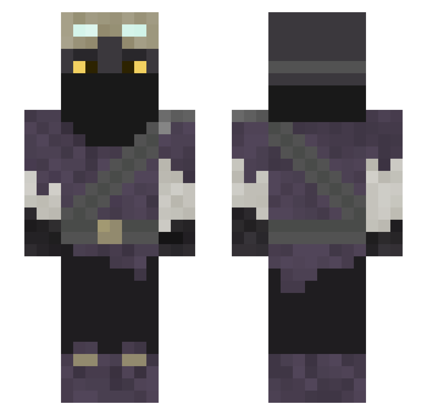 Shadowek0 Minecraft skin, front and back view