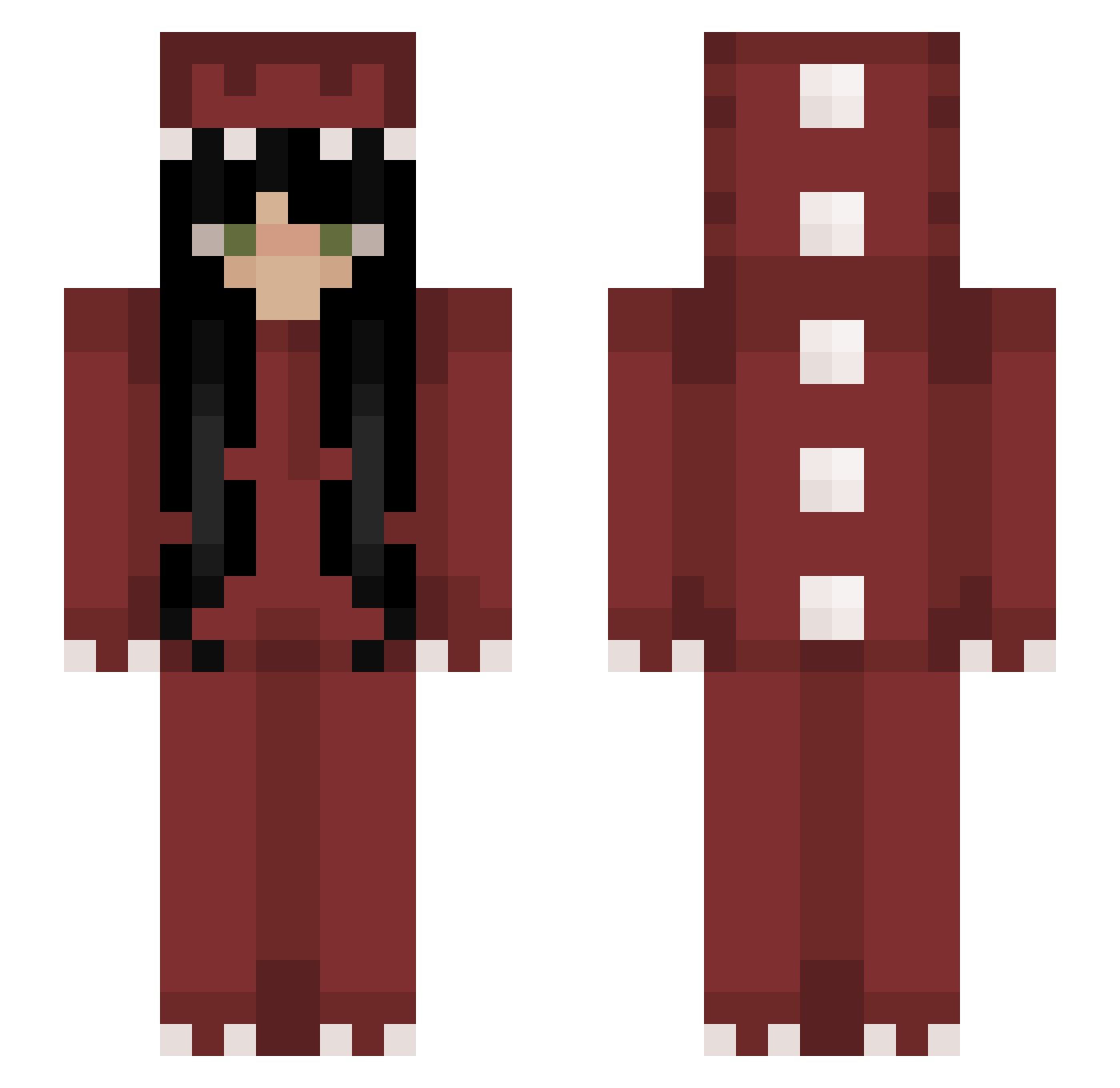 Acaricide Minecraft skin, front and back view