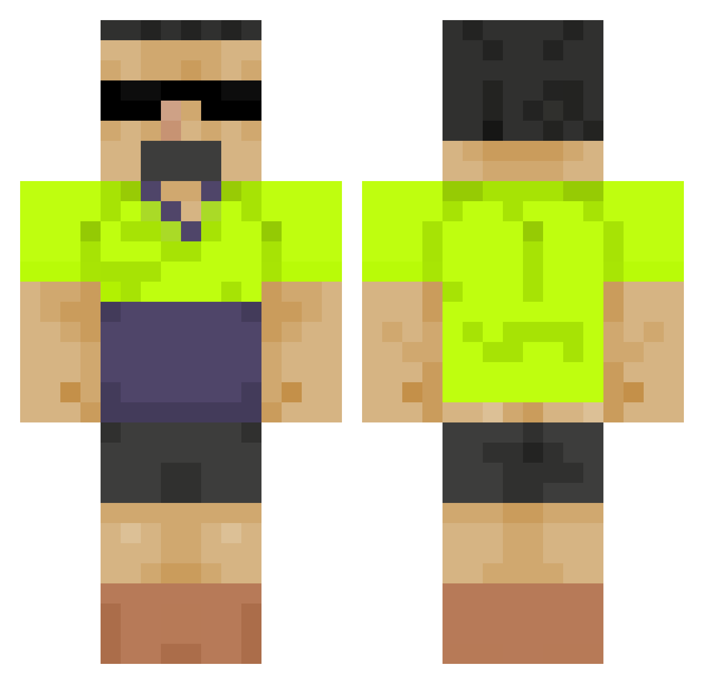 SebLO223 Minecraft skin, front and back view