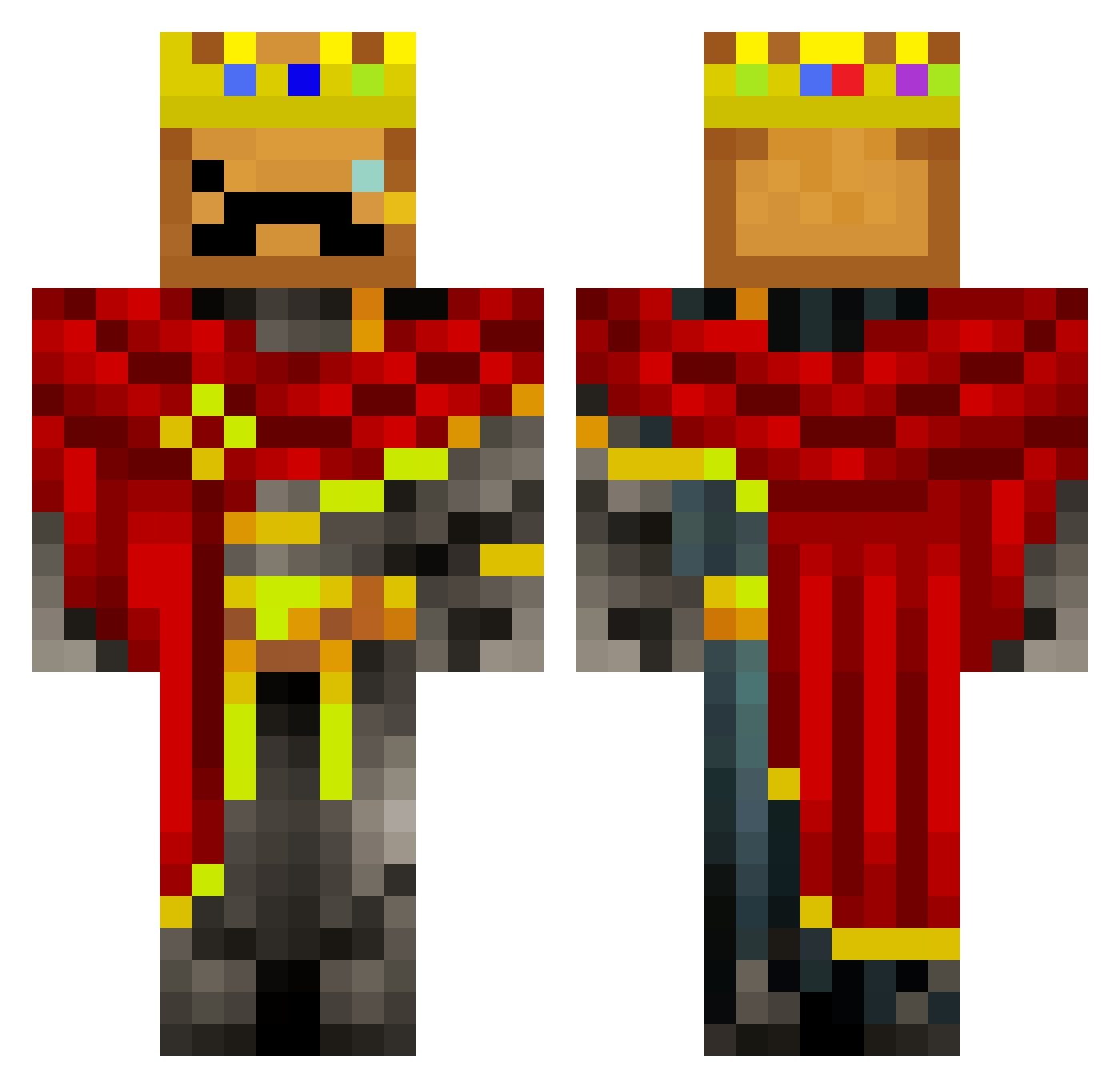 Xelium200 Minecraft skin, front and back view
