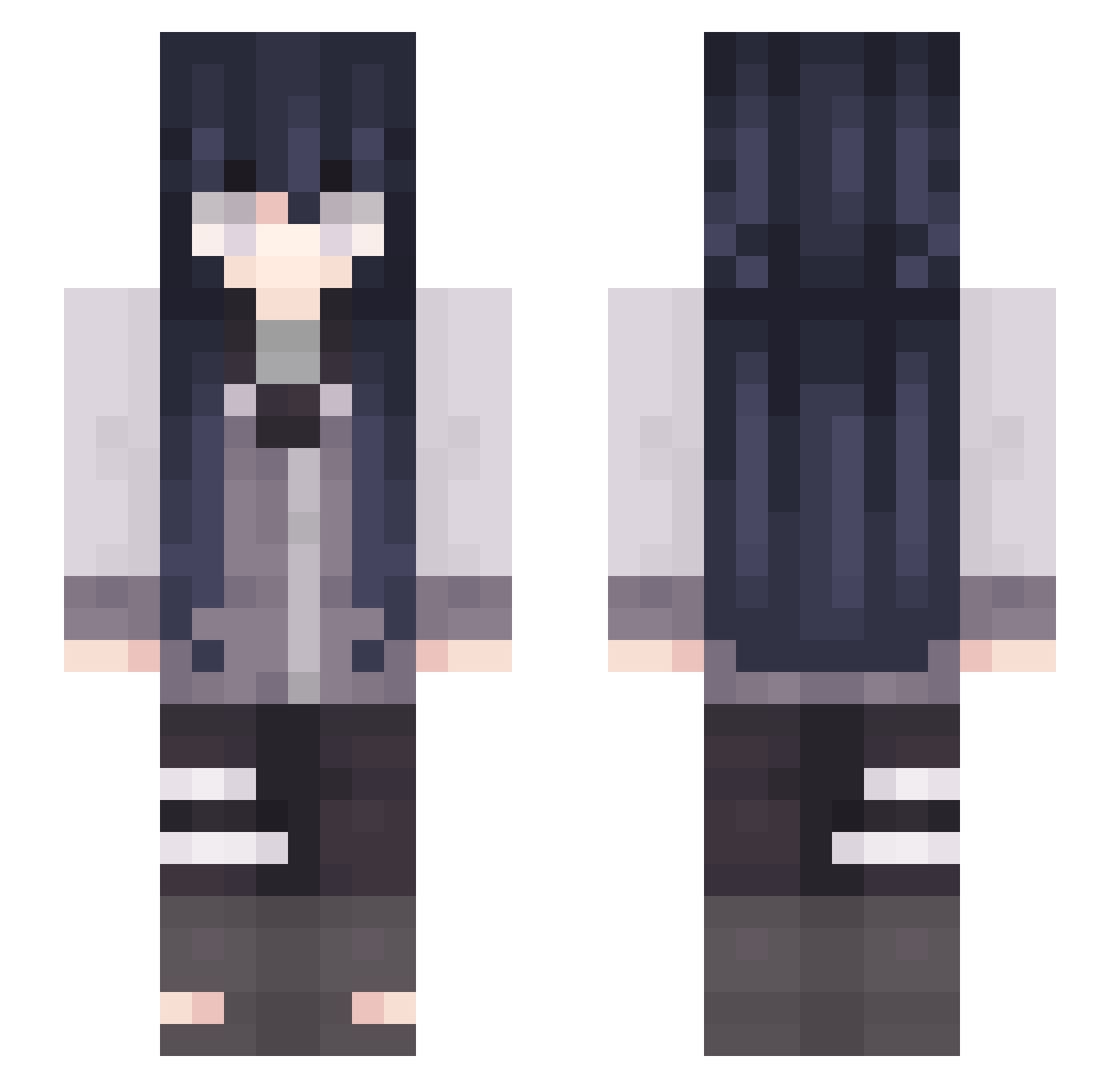 Bubbauwu Minecraft skin, front and back view