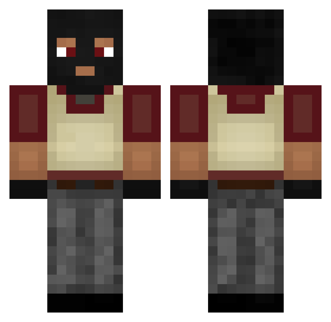 Crime Minecraft skin, front and back view
